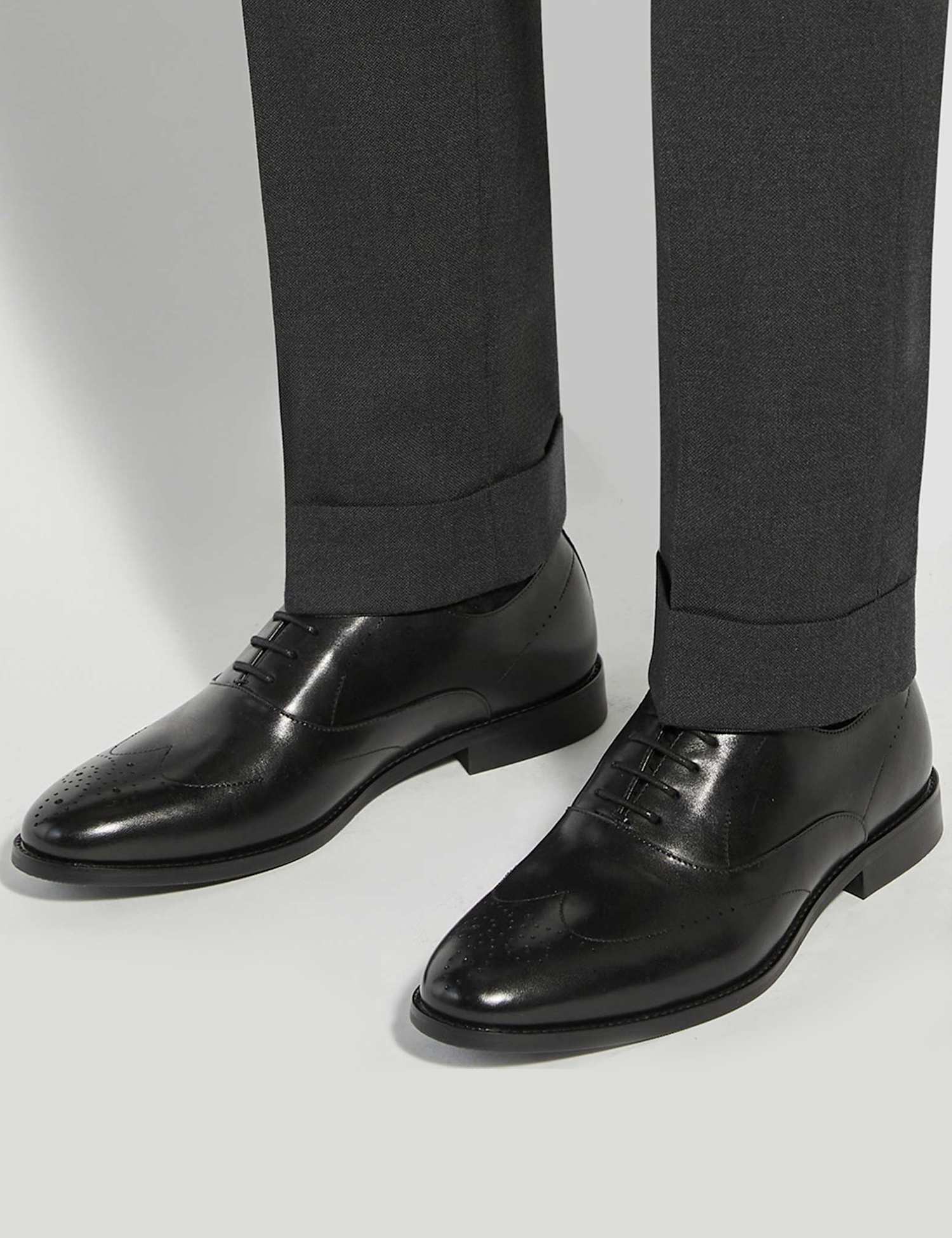 Dune London Wide Fit Leather Brogues Black