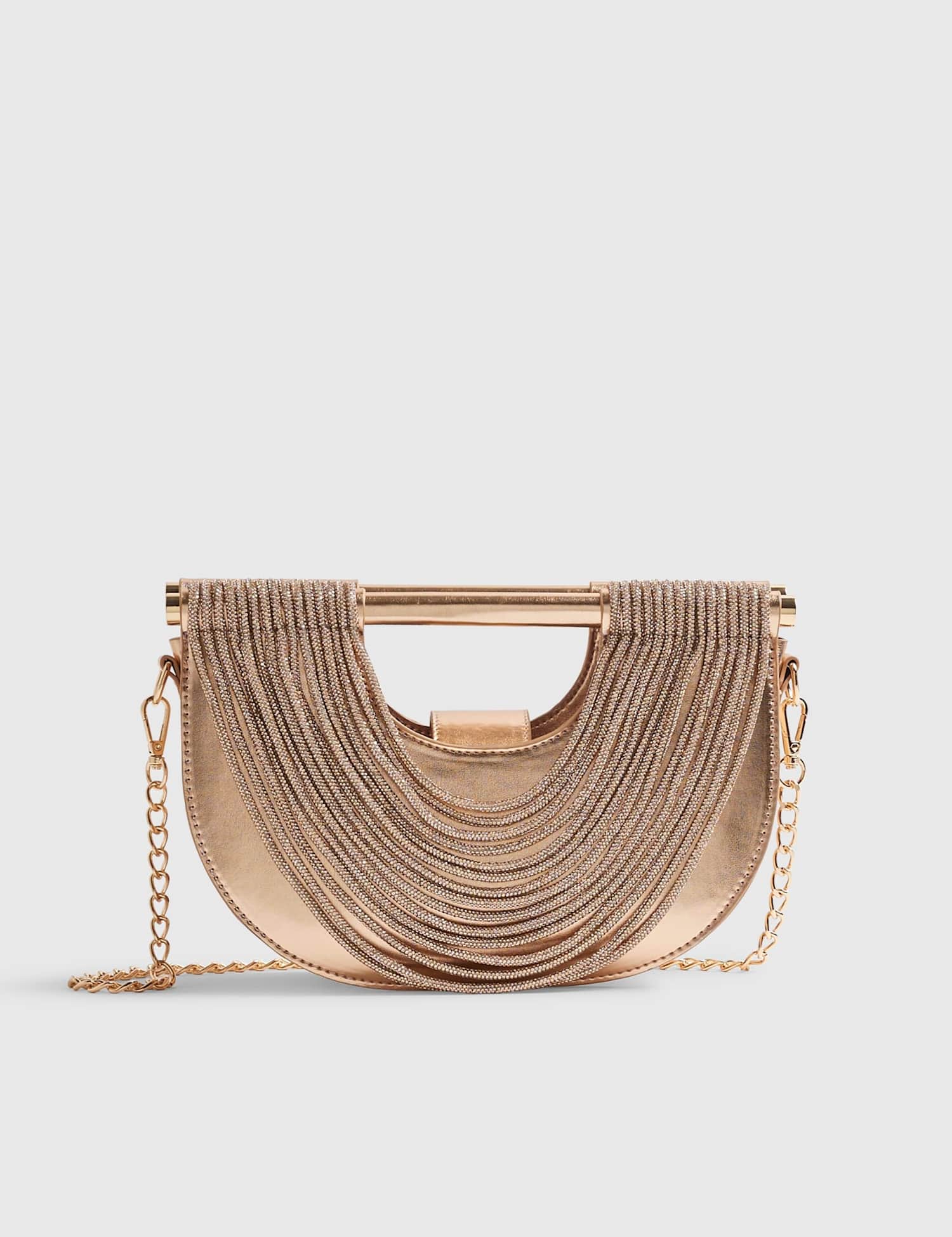 River Island Tube Handle Crystal Detail Grab Bag Golden Rose