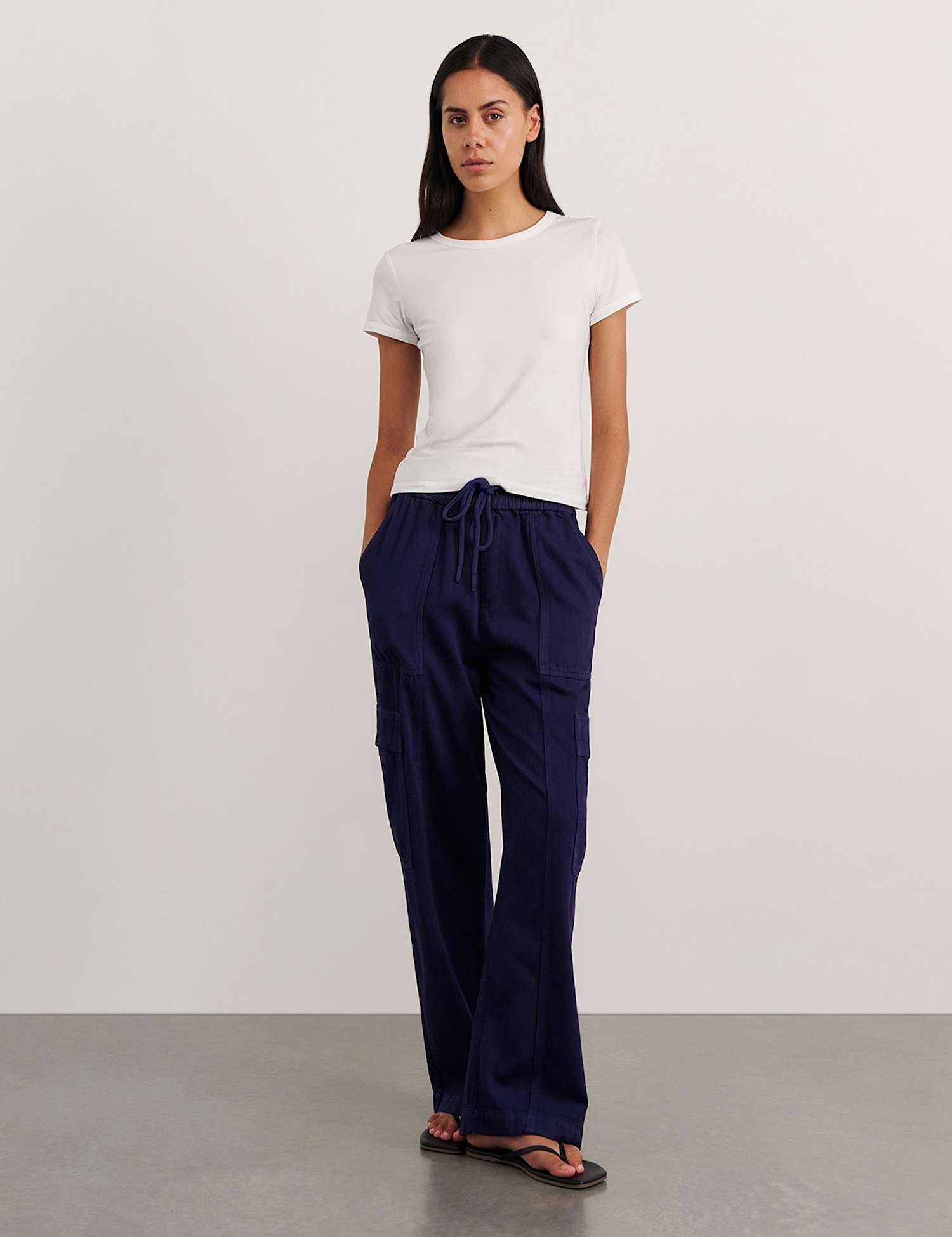 Jag Straight Leg Cargo Trousers Navy