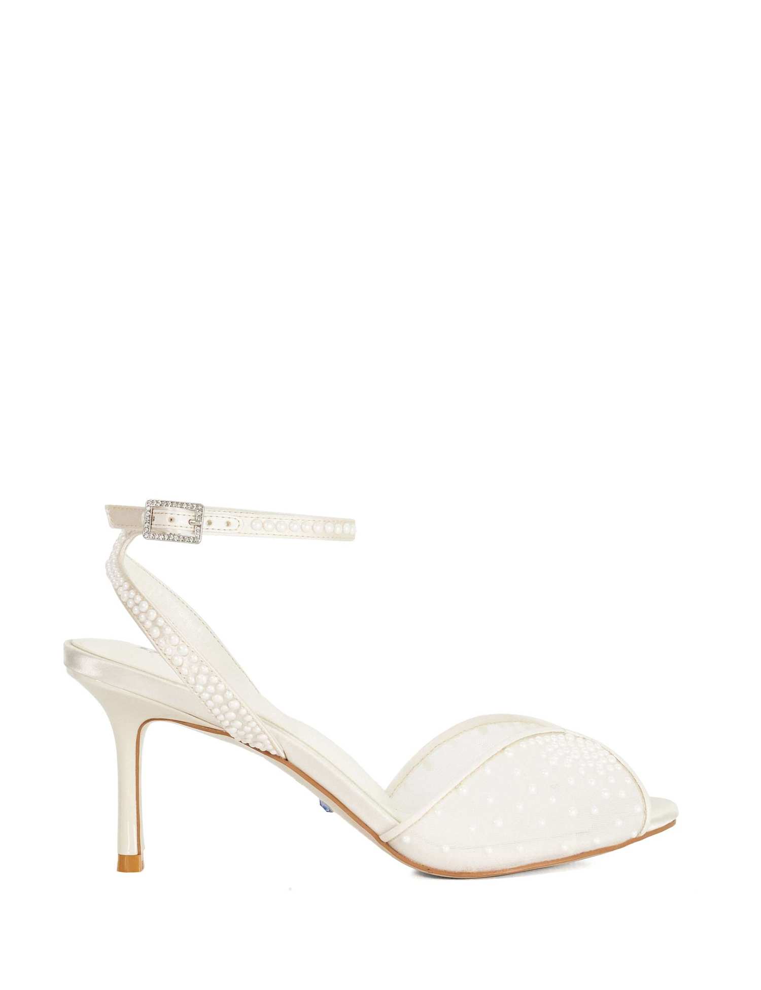 Dune London Wide Fit Bridal Mesh Stiletto Heel Sandals Ivory