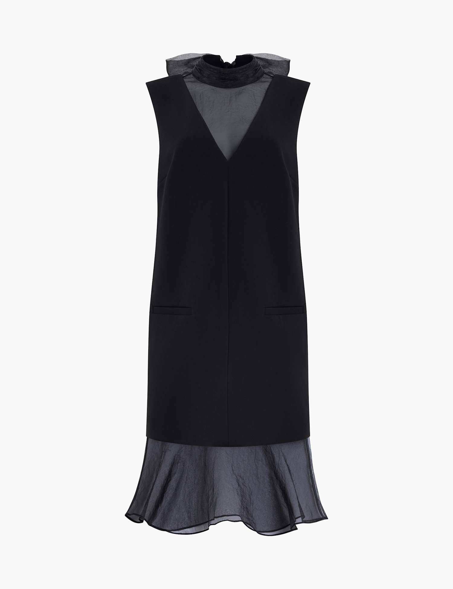 French Connection High Neck Midi Shift Dress Black
