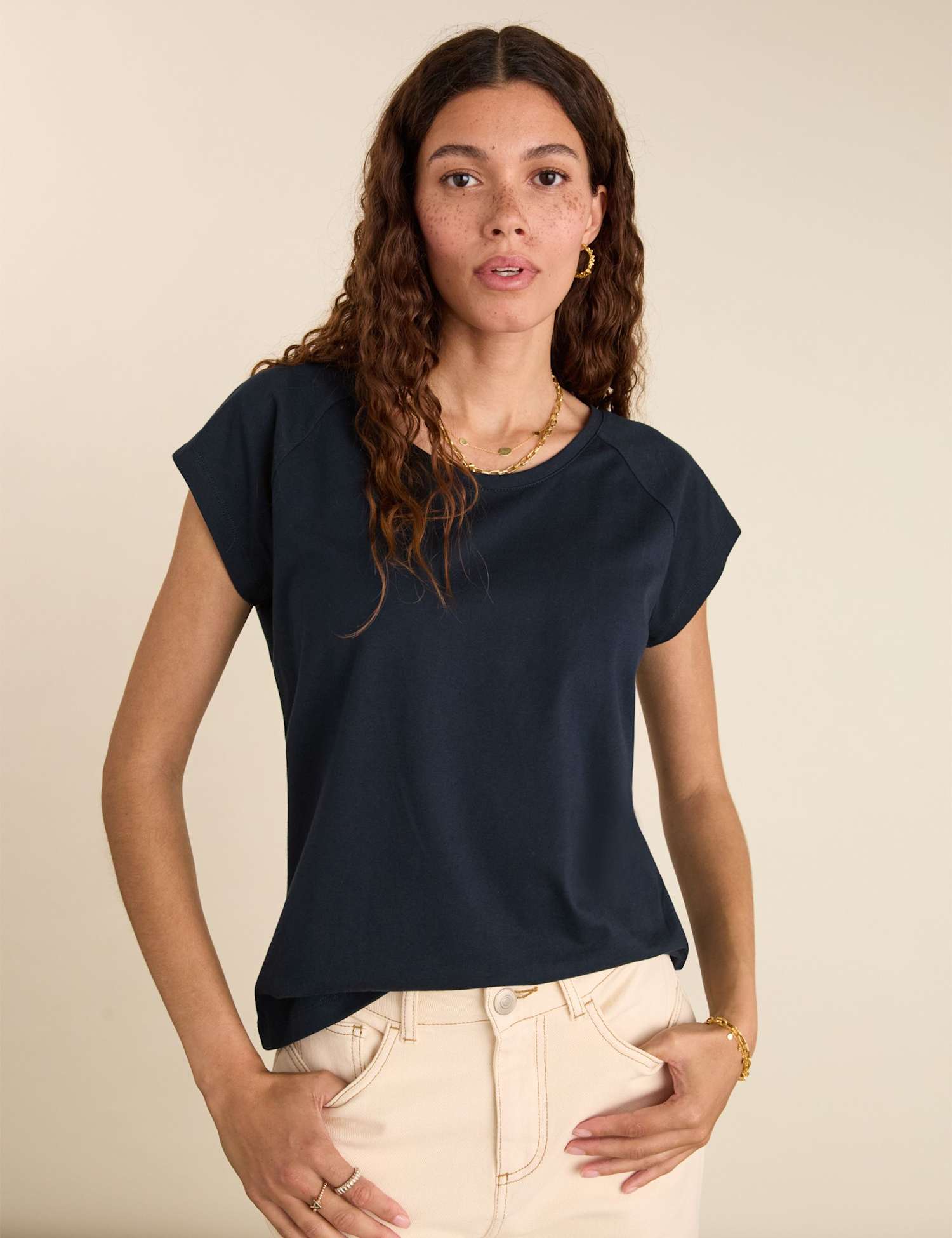 BAUKJEN Pure Cotton T-Shirt Navy