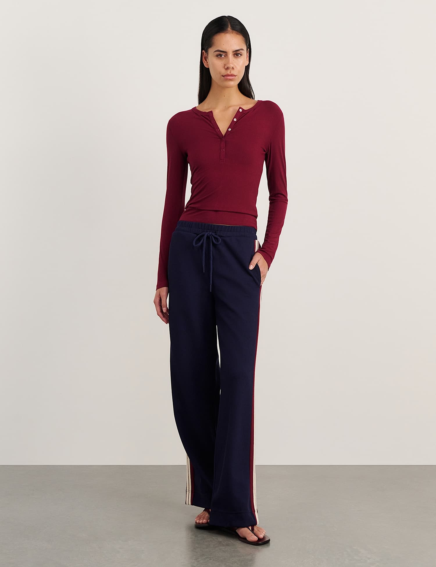 Jag Mid Rise Wide Leg Trousers Navy