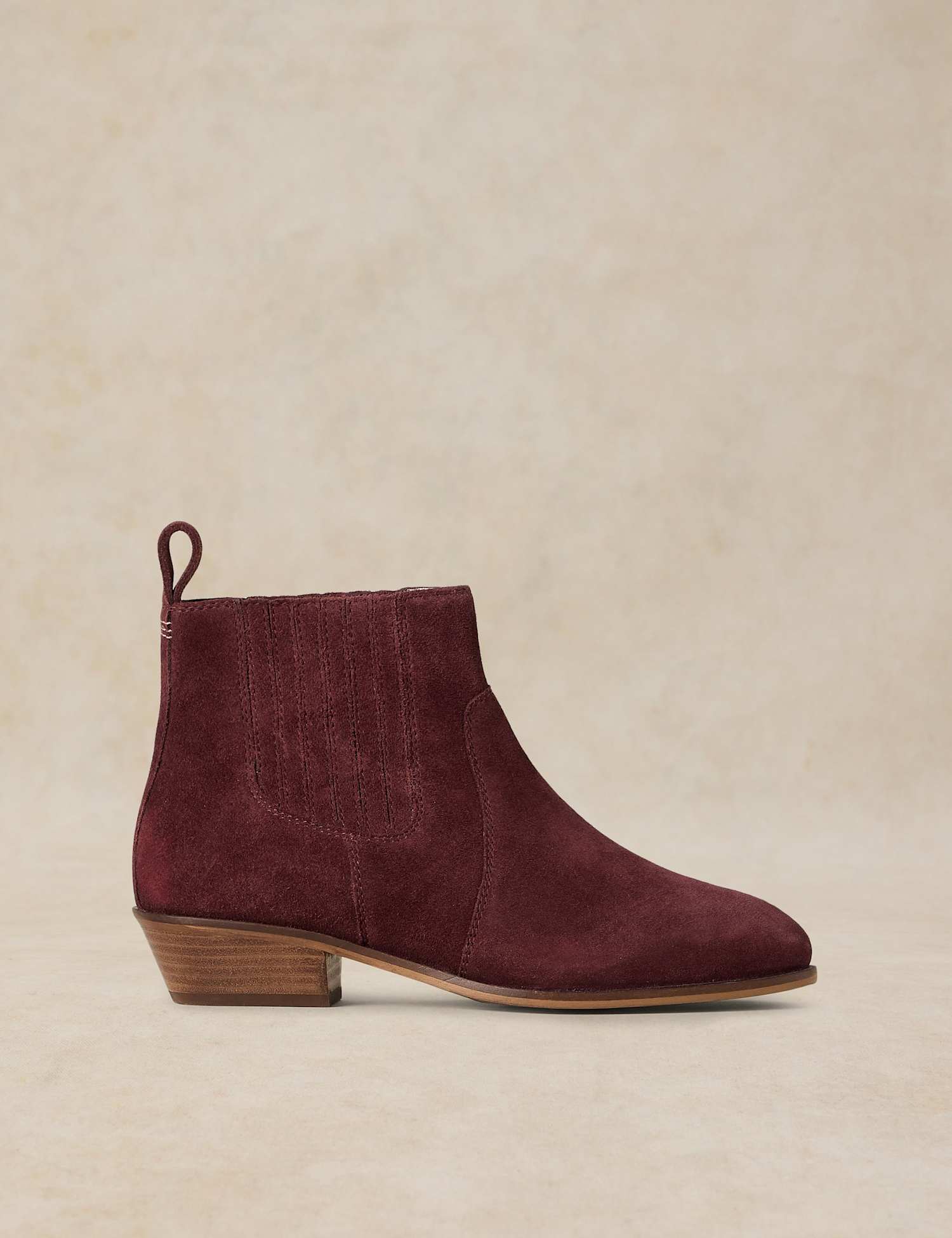 White Stuff Mid Heel Suede Chelsea Boot Dark Red