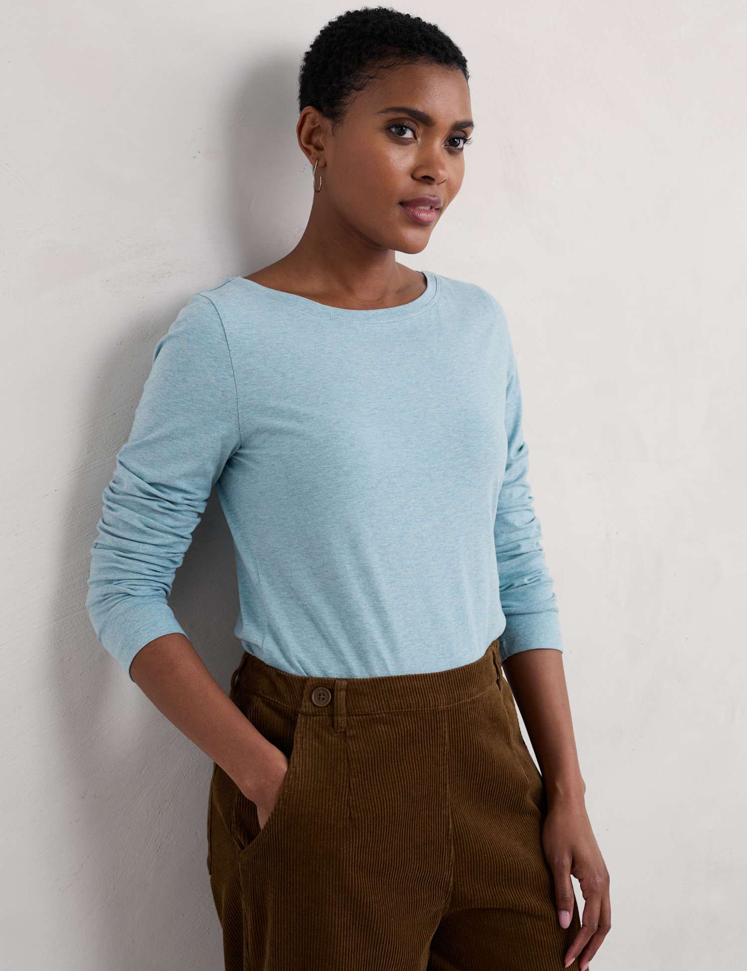 Seasalt Cornwall Jersey Crew Neck Top Blue