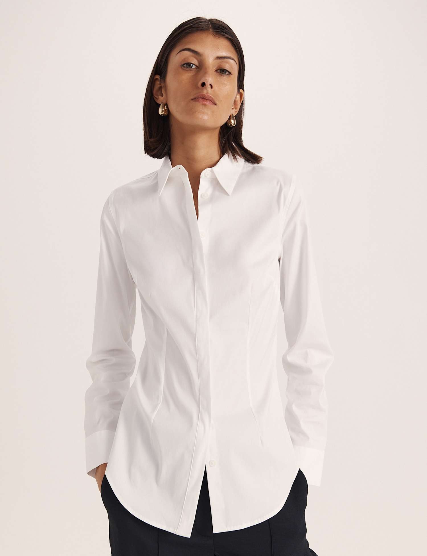 SABA Collared Long Sleeve Shirt White