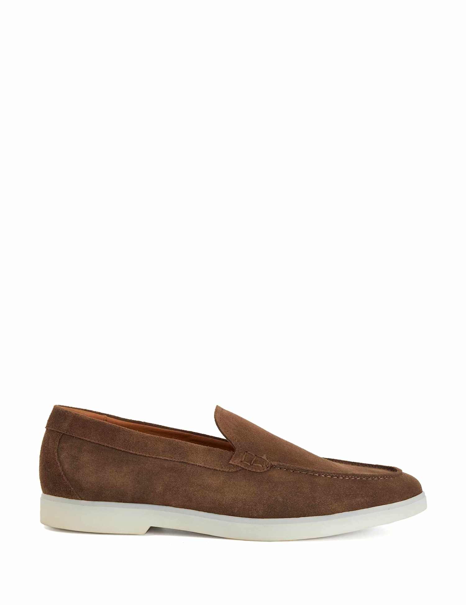 Dune London Suede Slip On Loafers Dark Brown