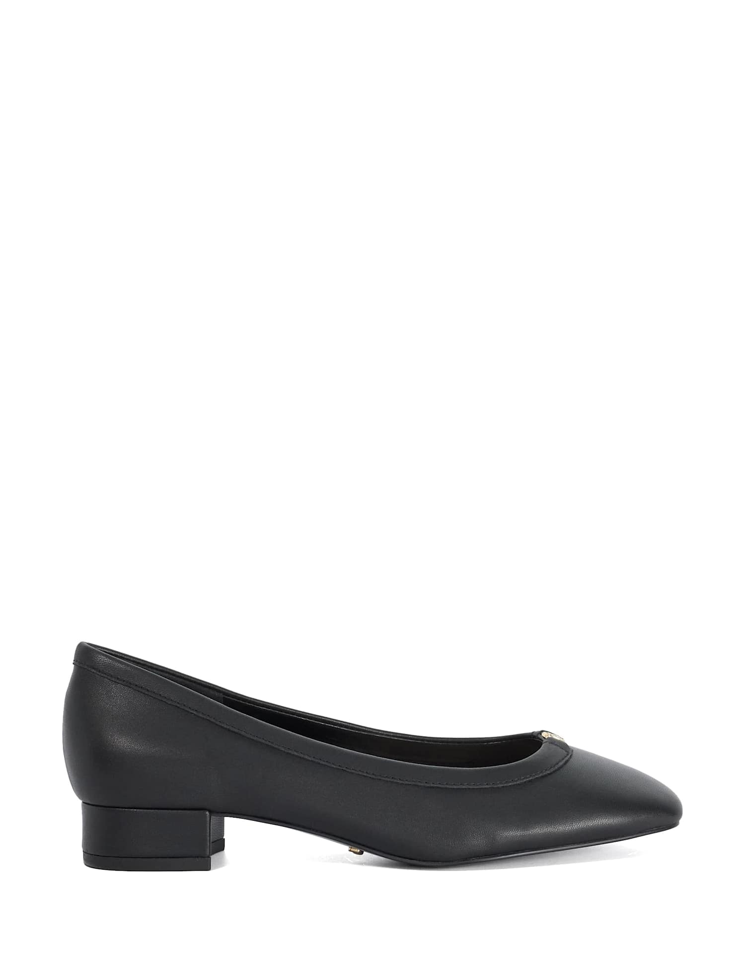Dune London Leather Block Heel Court Shoes Black