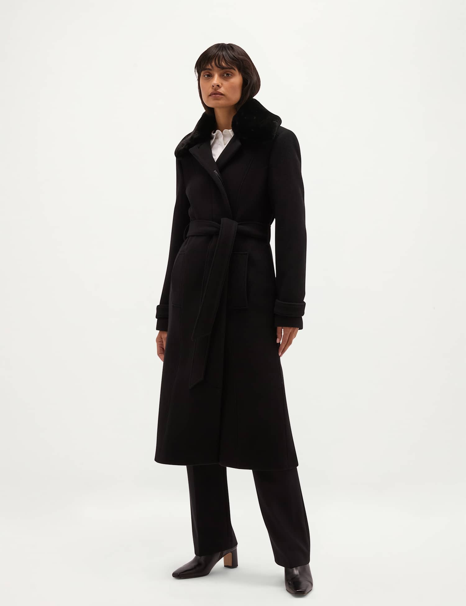 HOBBS Martina Wool Cashmere Coat Black