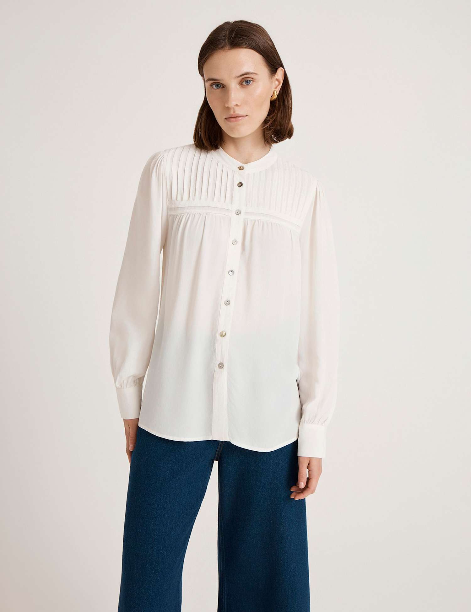 Finery London Crepe Button Through Blouse Ivory