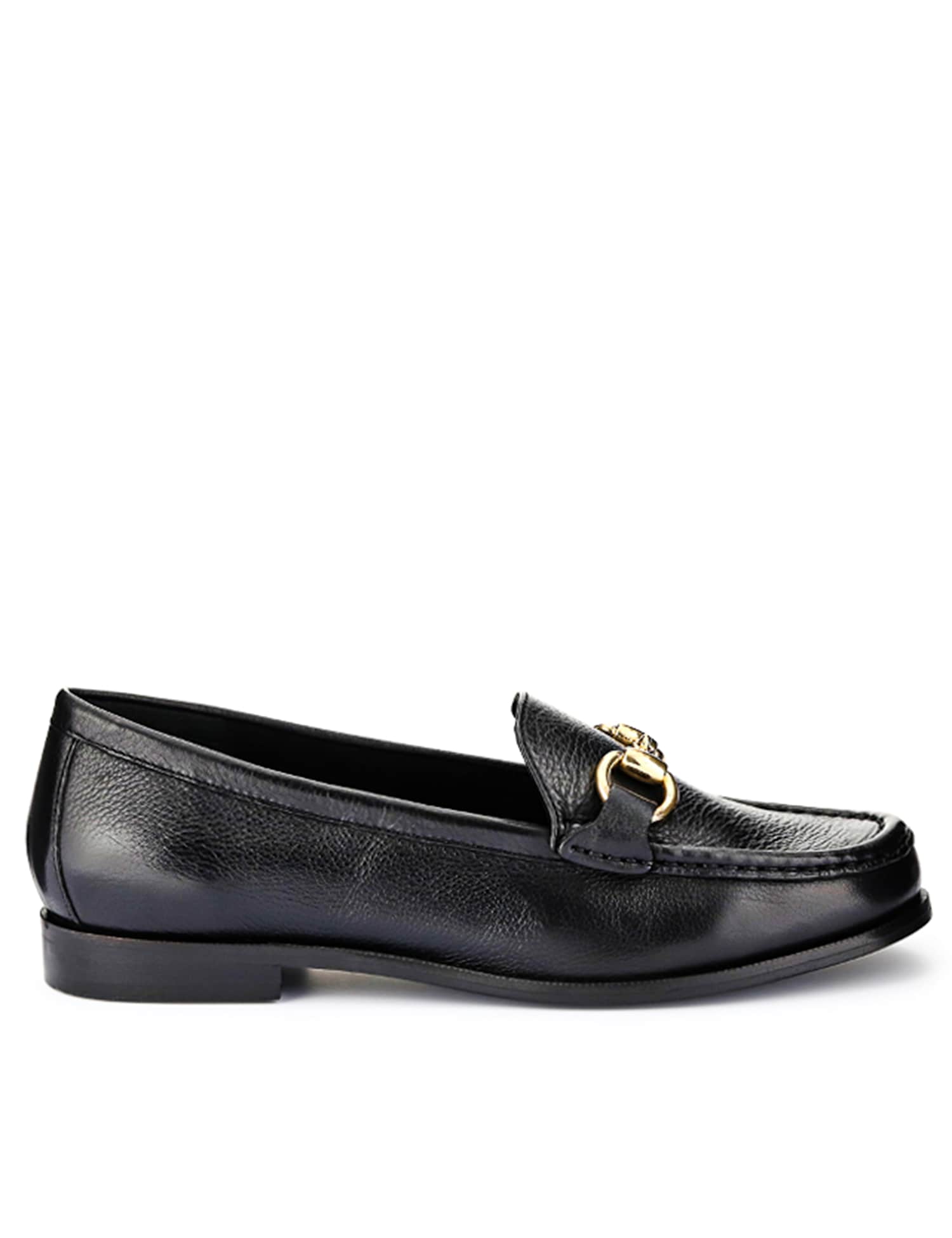Jones Bootmaker Leather Slip On Flatform Loafers Black/Black