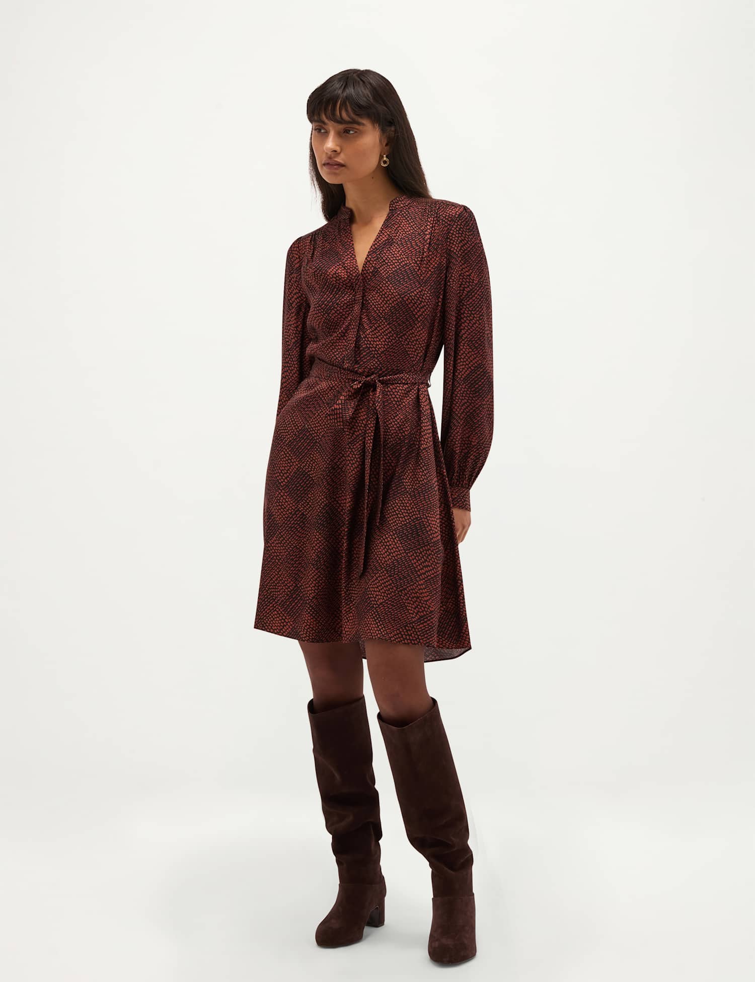 HOBBS Hilary Popover Dress Black Mix
