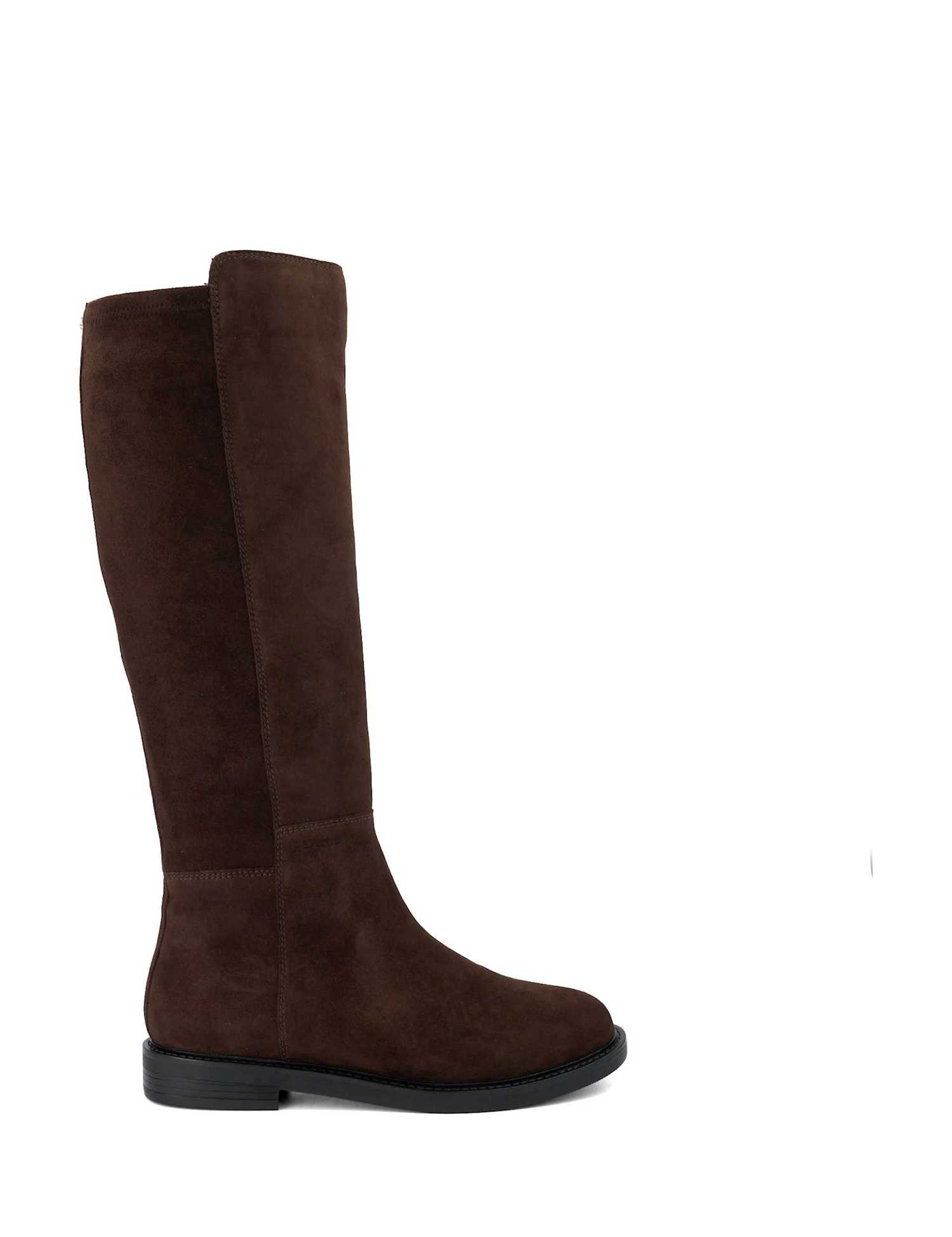 Dune London Tallo Suede Round Toe Knee High Boots Brown