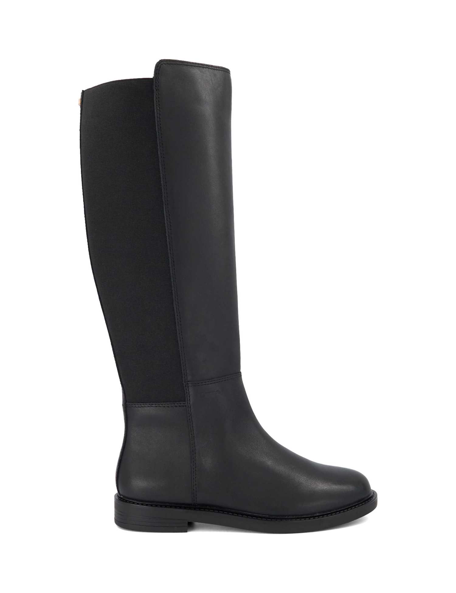 Dune London Tallo Leather Round Toe Knee High Boots Black