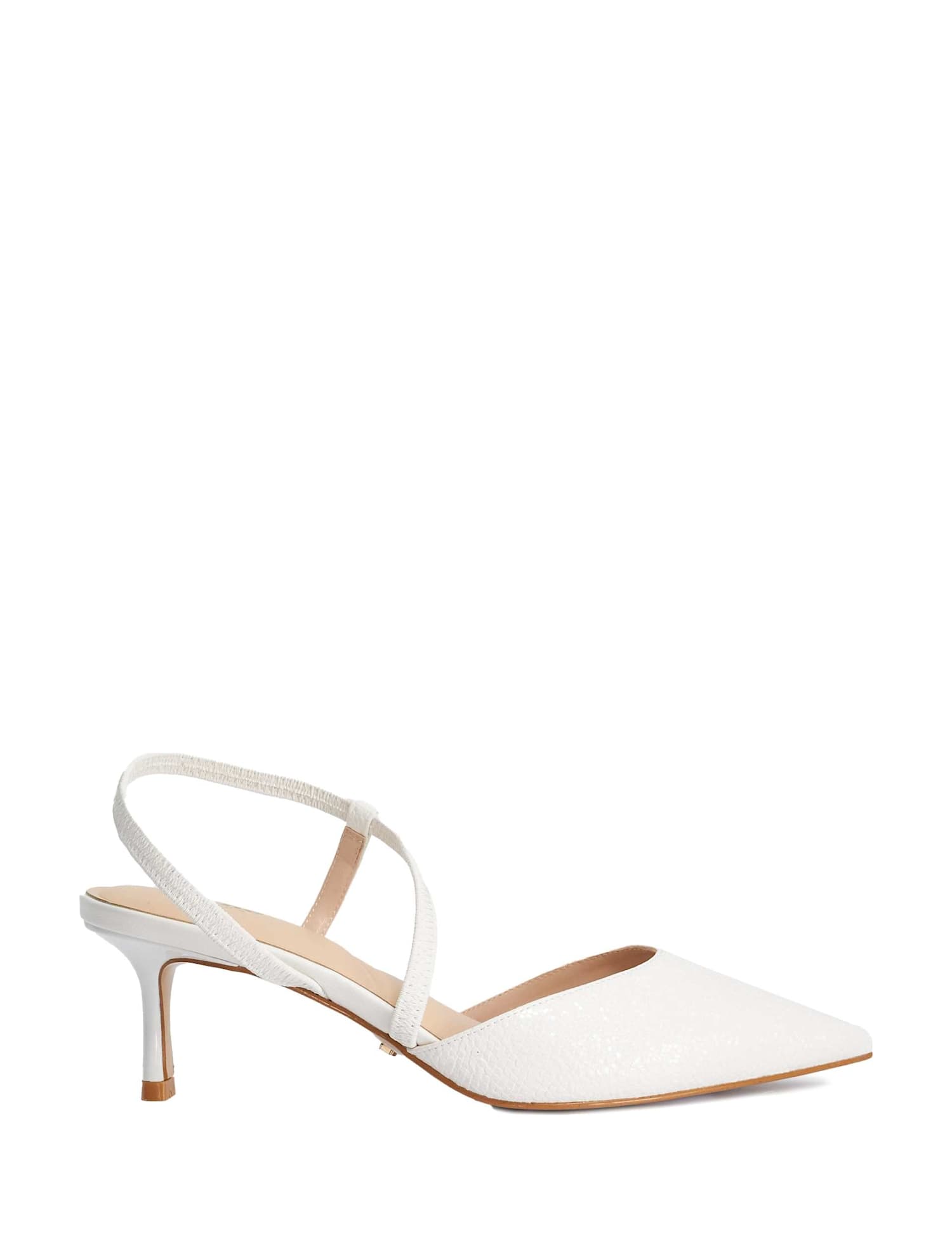 Dune London Glitter Stiletto Heel Court Shoes White