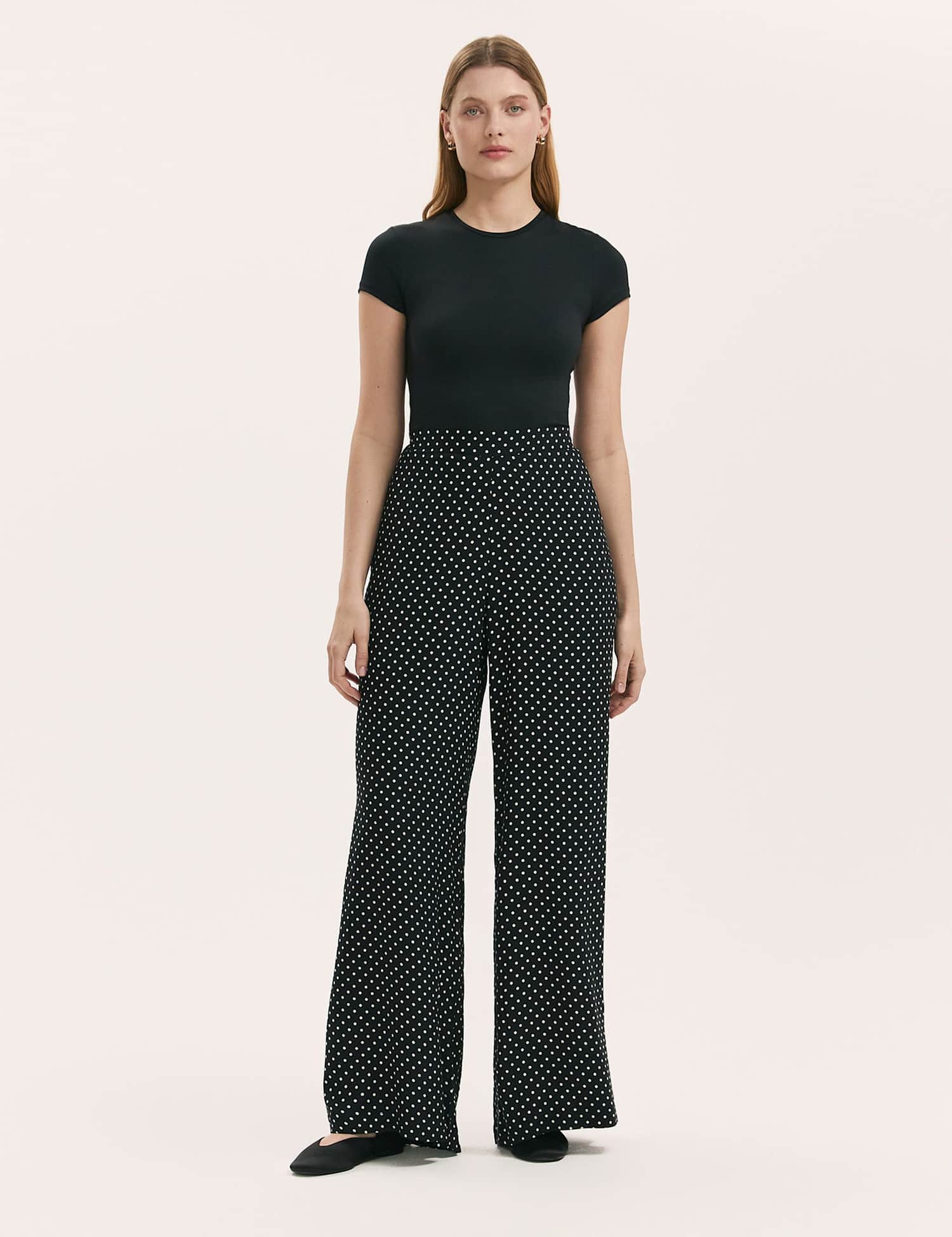 Finery London Polka Dot Wide Leg Trousers Black Mix