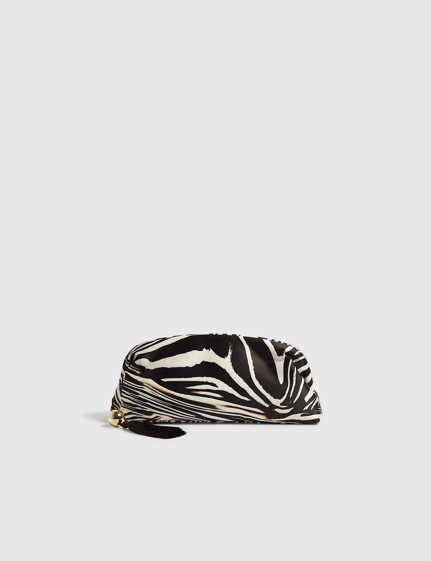 River Island Animal Print Tassel Frame East West Clutch Bag Black Mix