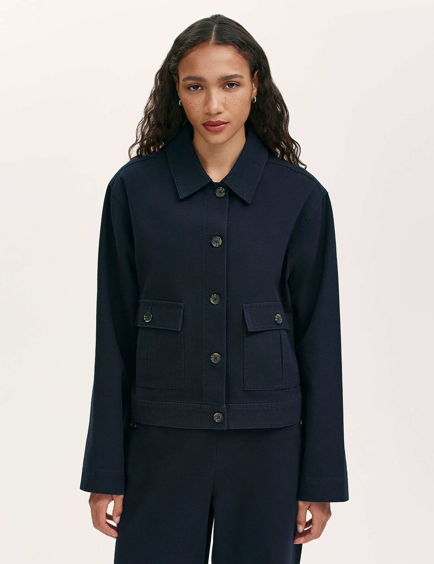 Finery London Canvas Collared Utility Jacket Navy