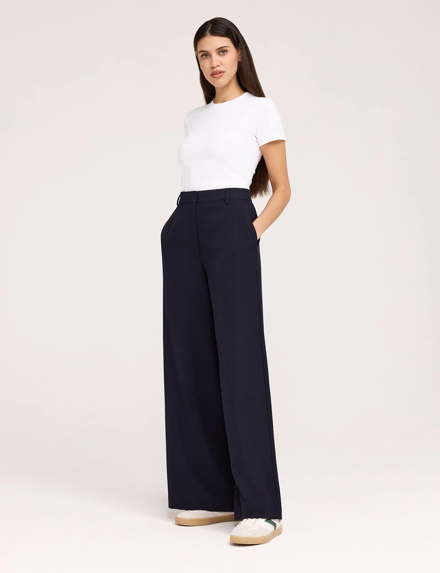 Finery London Twill Wide Leg Trouser Navy