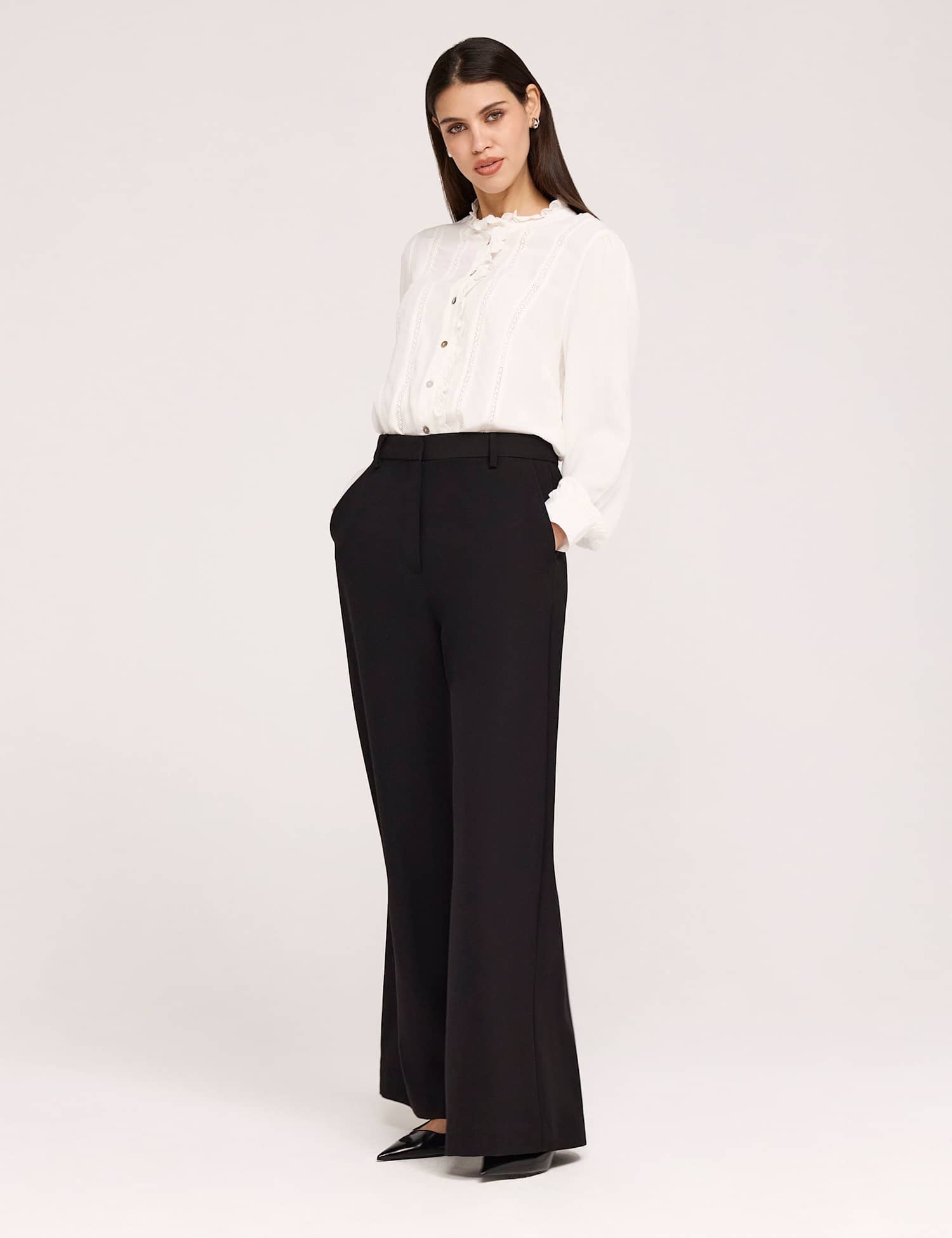 Finery London Twill Wide Leg Trouser Black