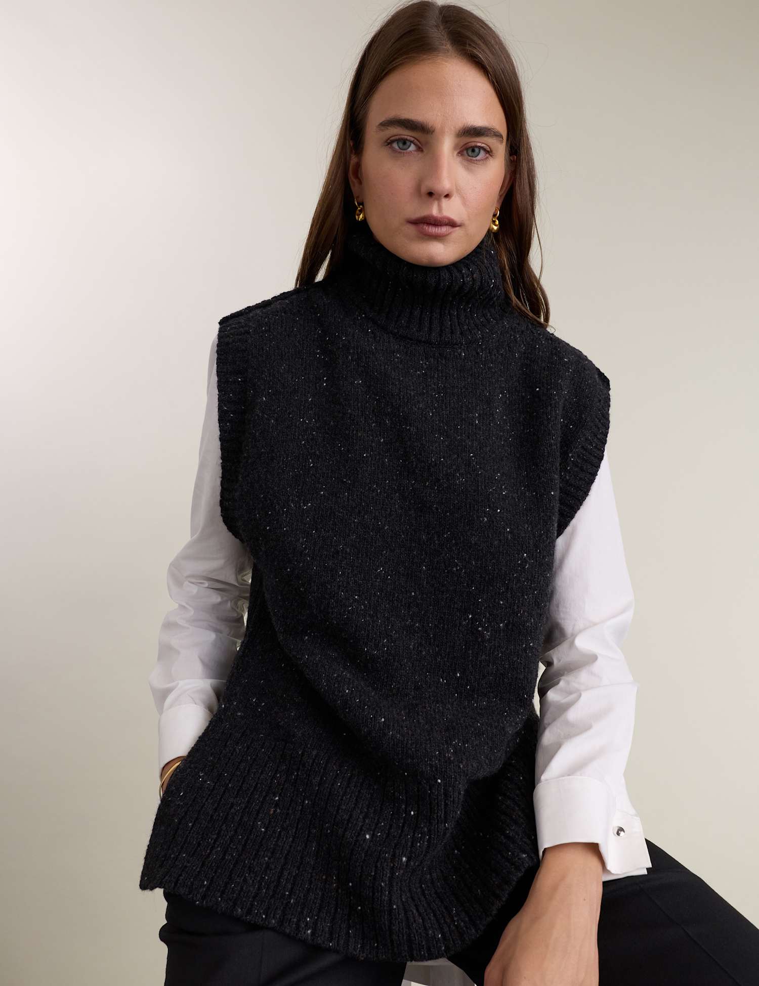 BAUKJEN Turtleneck Knit Vest Grey