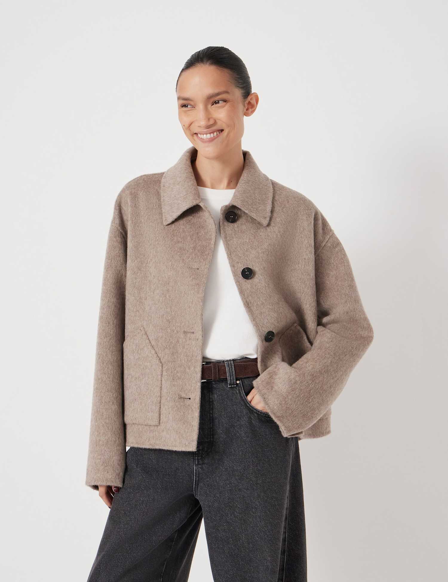 HUSH Pure Wool Double Faced Jacket Oatmeal