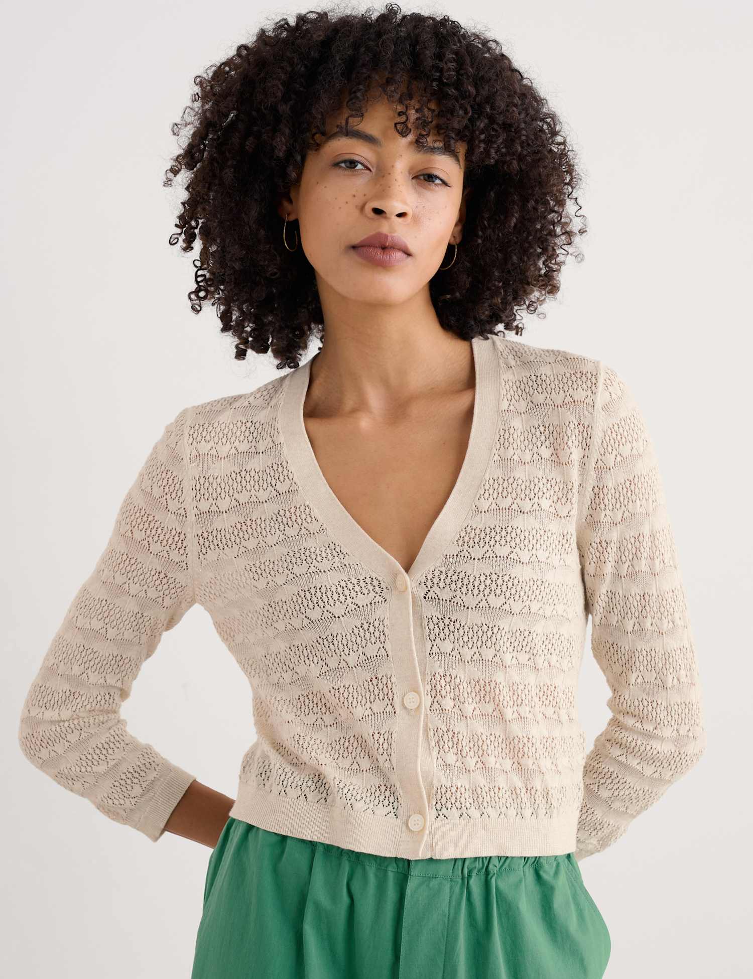 Seasalt Cornwall Pure Cotton Pointelle Cardigan Natural