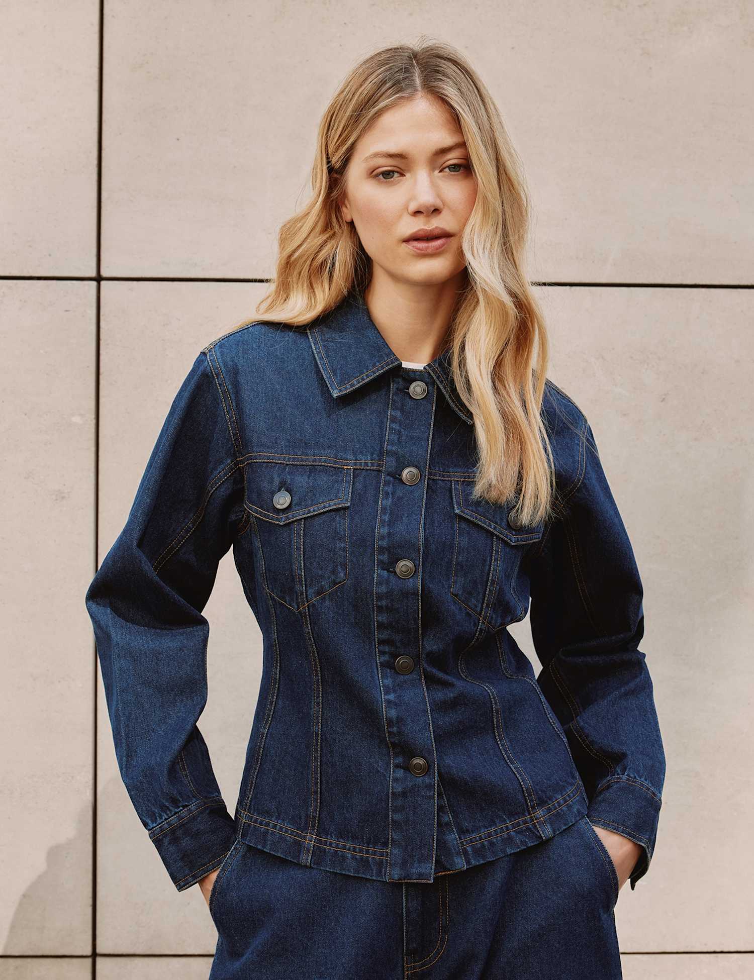 Albaray Denim Collared Jacket Indigo