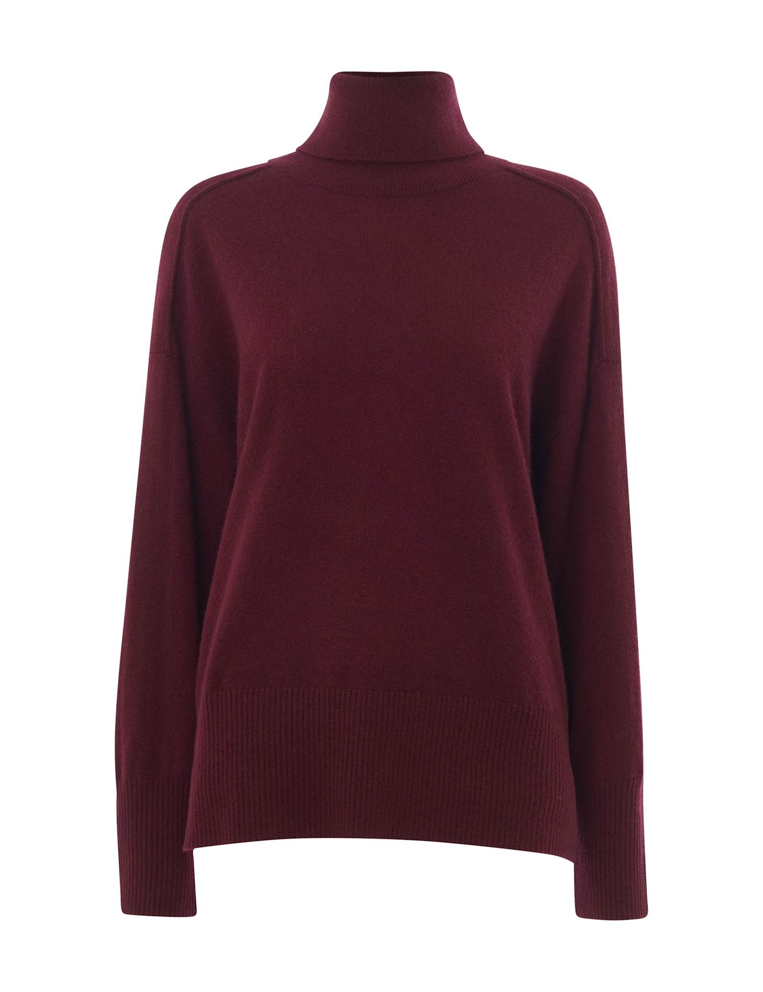 Whistles Pure Cashmere Roll Neck Jumper Burgundy