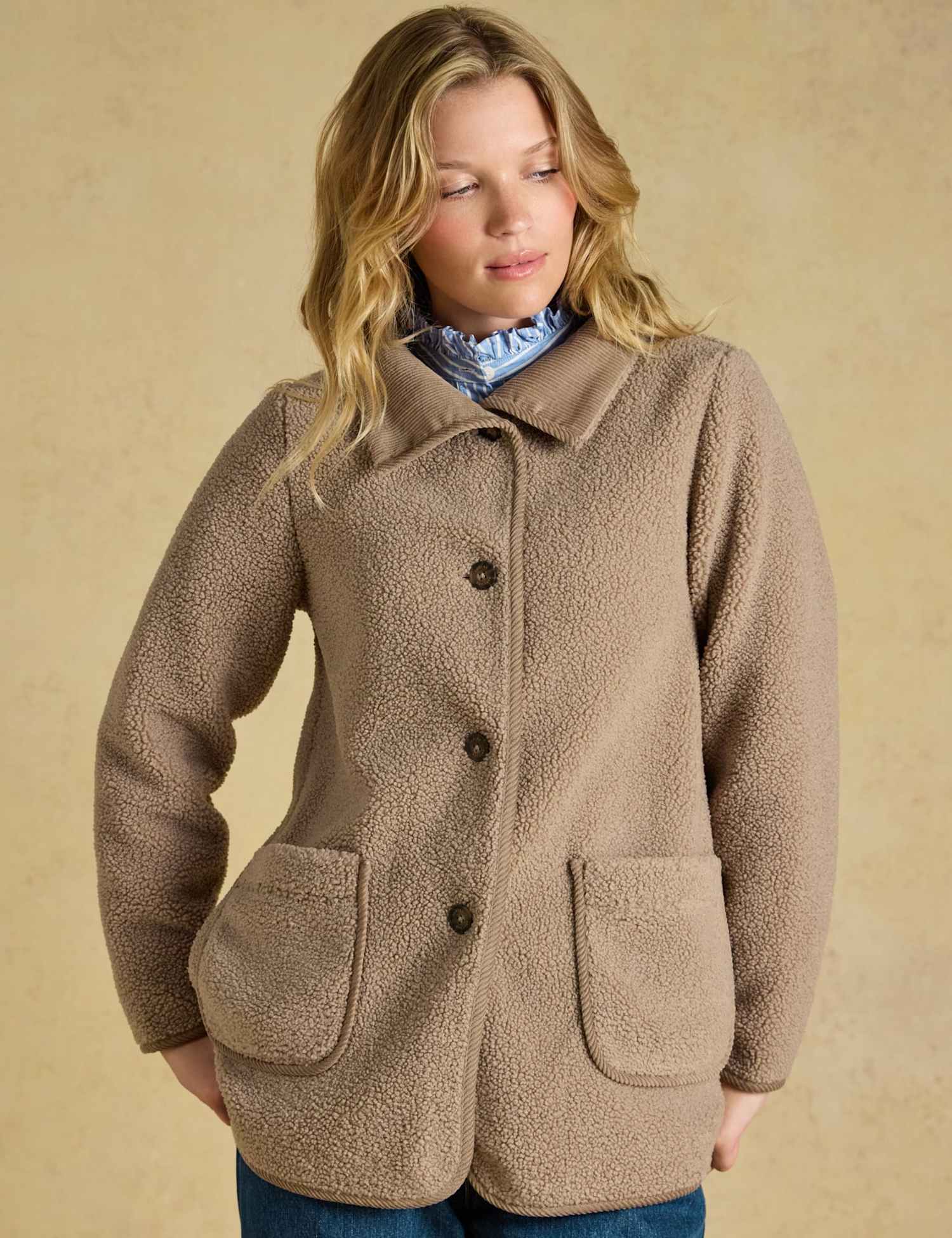 Joules Relaxed Longline Jacket Neutral