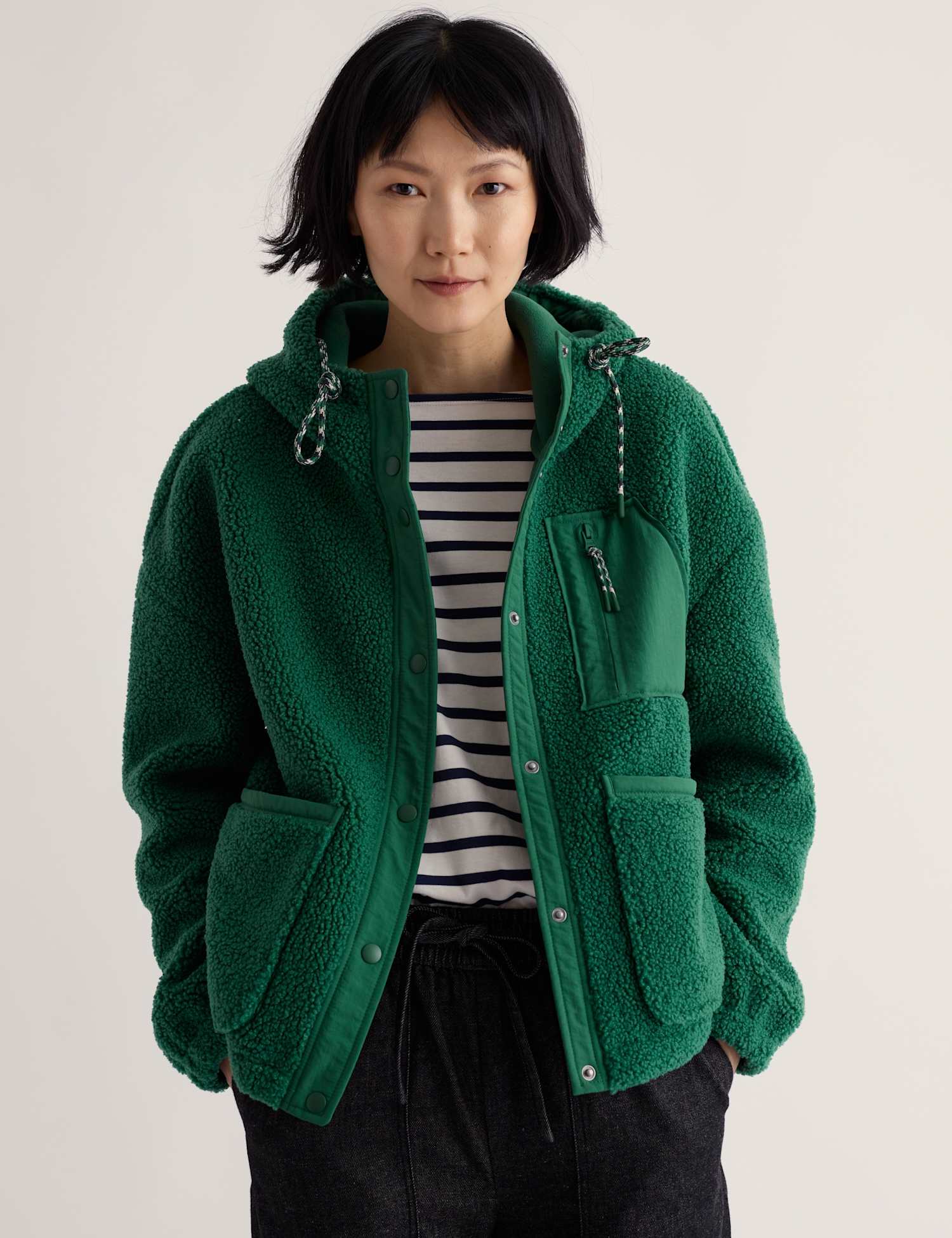 Seasalt Cornwall Oversized Zip Up Hoodie Dark Green