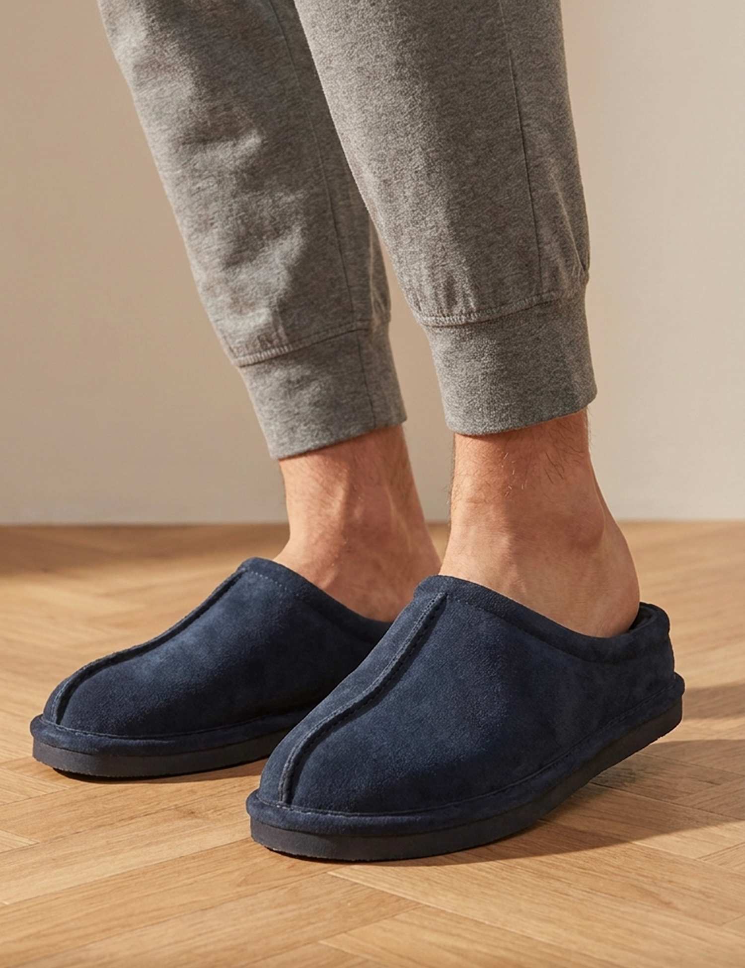 Jones Bootmaker Leather Mule Slippers Navy