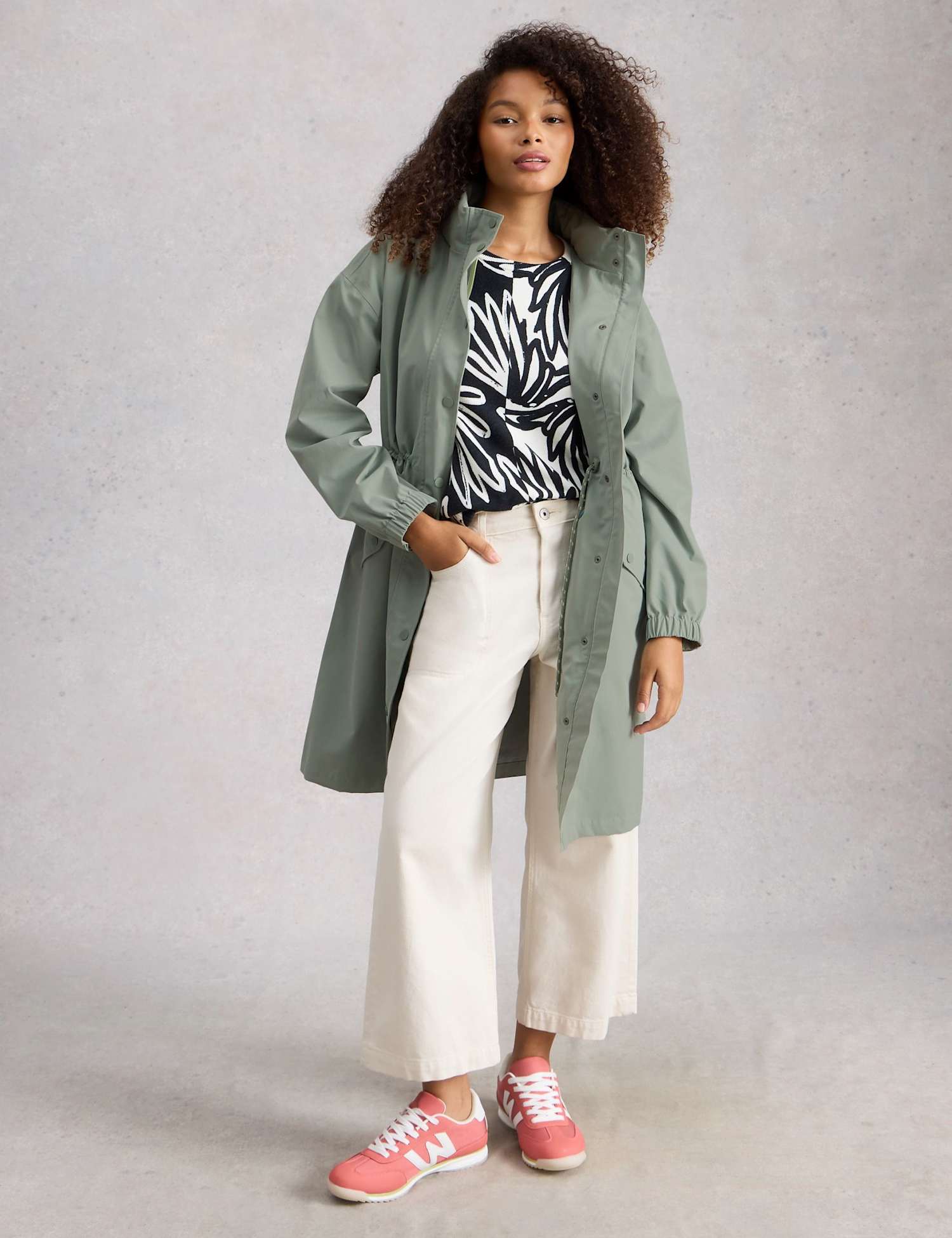 White Stuff Beth Hooded Rain Jacket Green