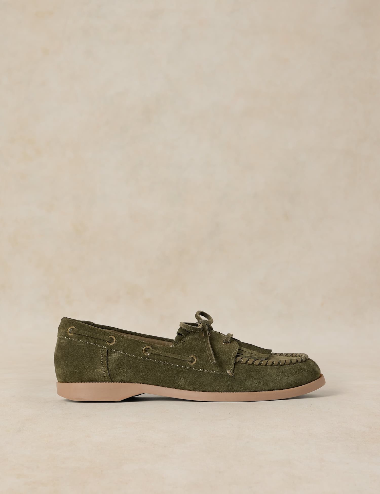 White Stuff Suede Tassel Moccasins Green