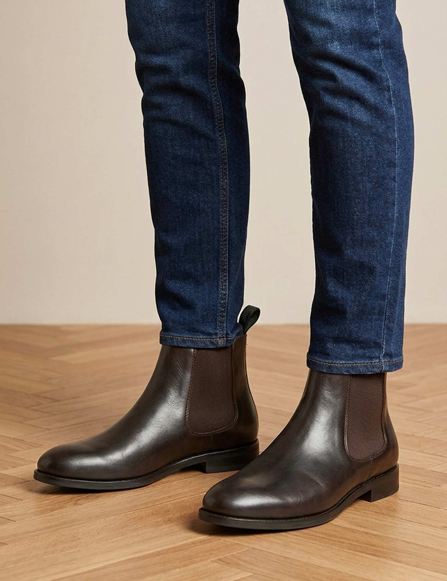 Jones Bootmaker Wide Fit Leather Chelsea Boots Dark Brown