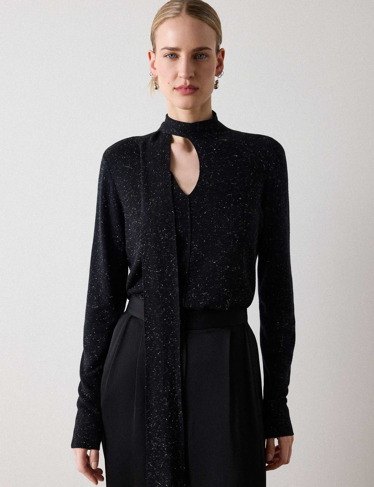 Whistles Sparkly High Neck Blouse Black