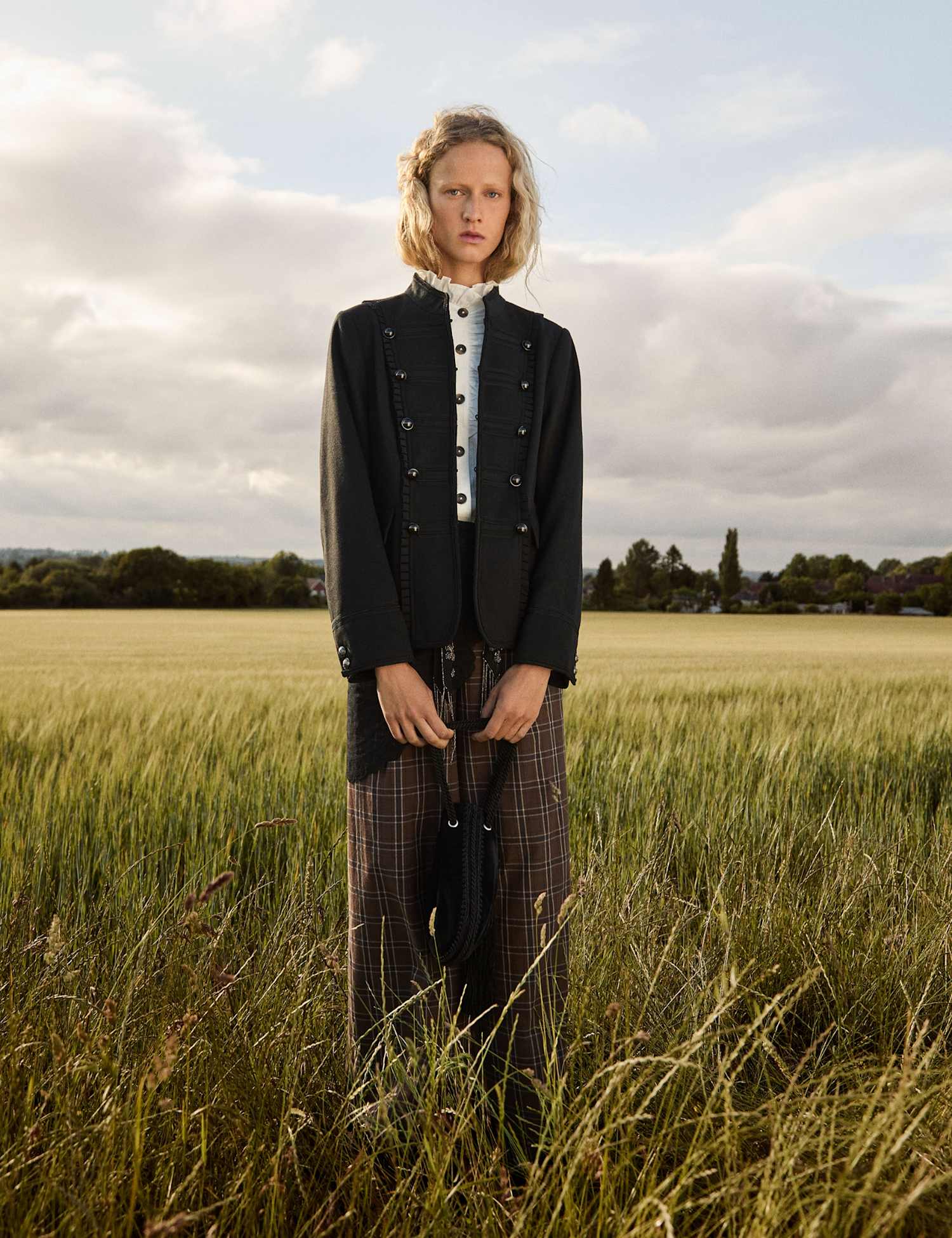 Monsoon Wool Blend Military Jacket With High Neck Black