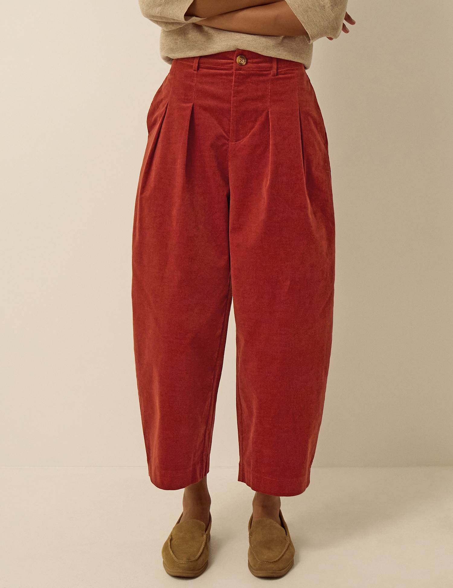 Monsoon Corduroy Wide Leg Trousers Brown
