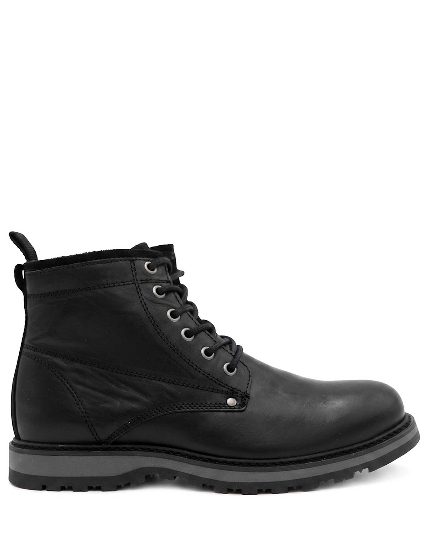 Jones Bootmaker Leather Lace Up Casual Boots Black/Black