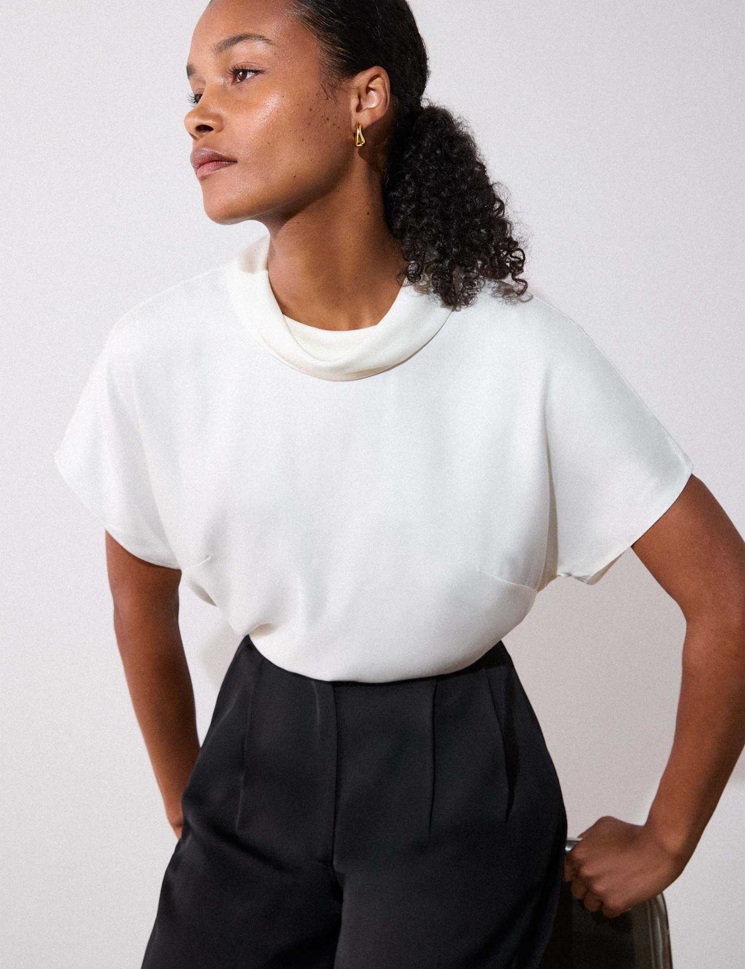 Whistles High Neck Blouse Ivory