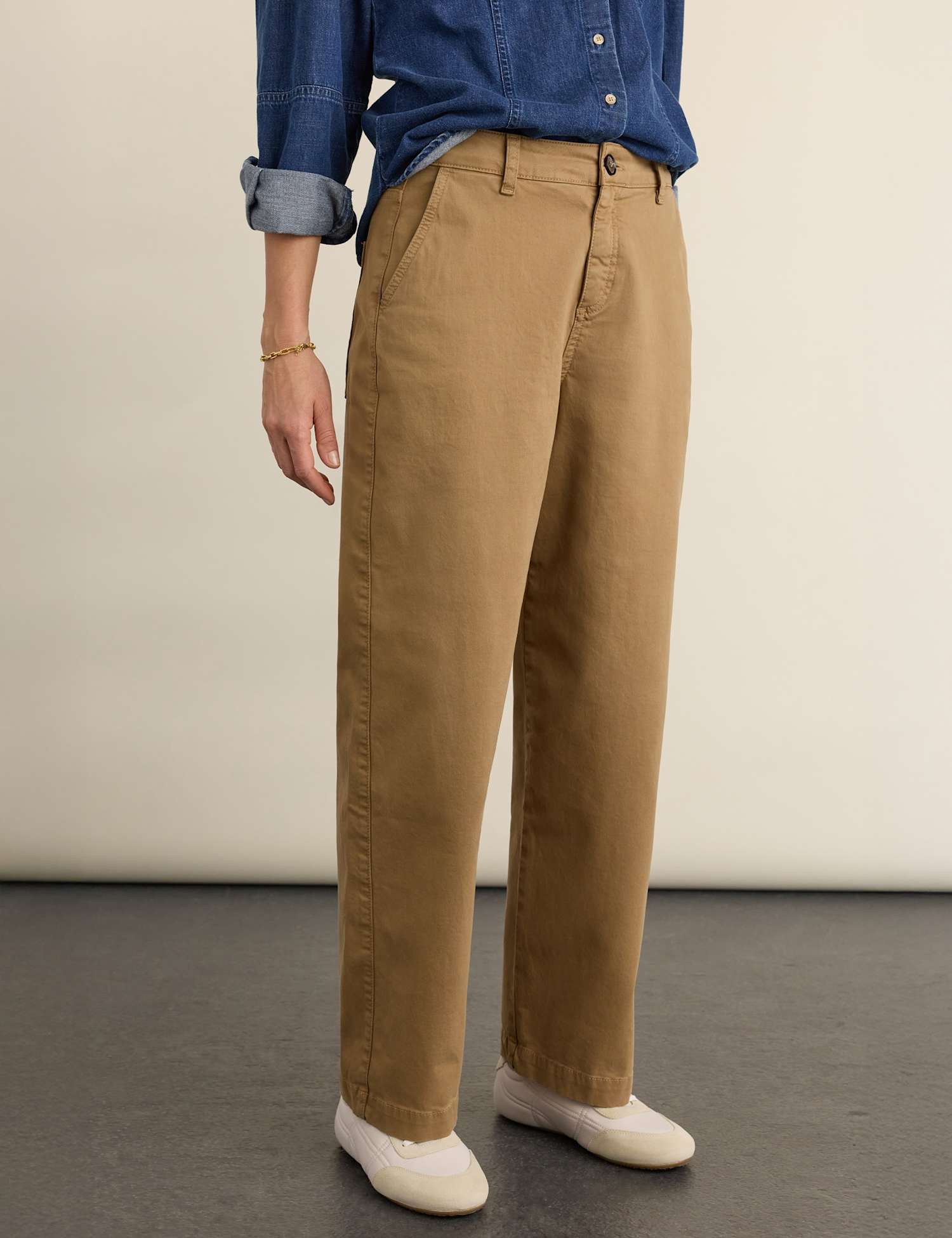 BAUKJEN Cotton Rich Wide Leg Trousers Brown
