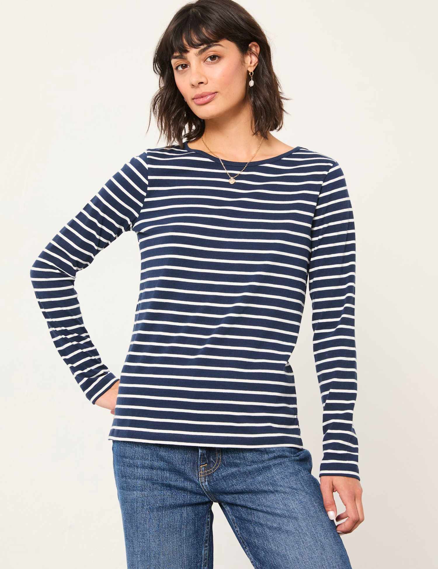 FatFace 2 Pack Pure Cotton Striped Tops Ivory Mix