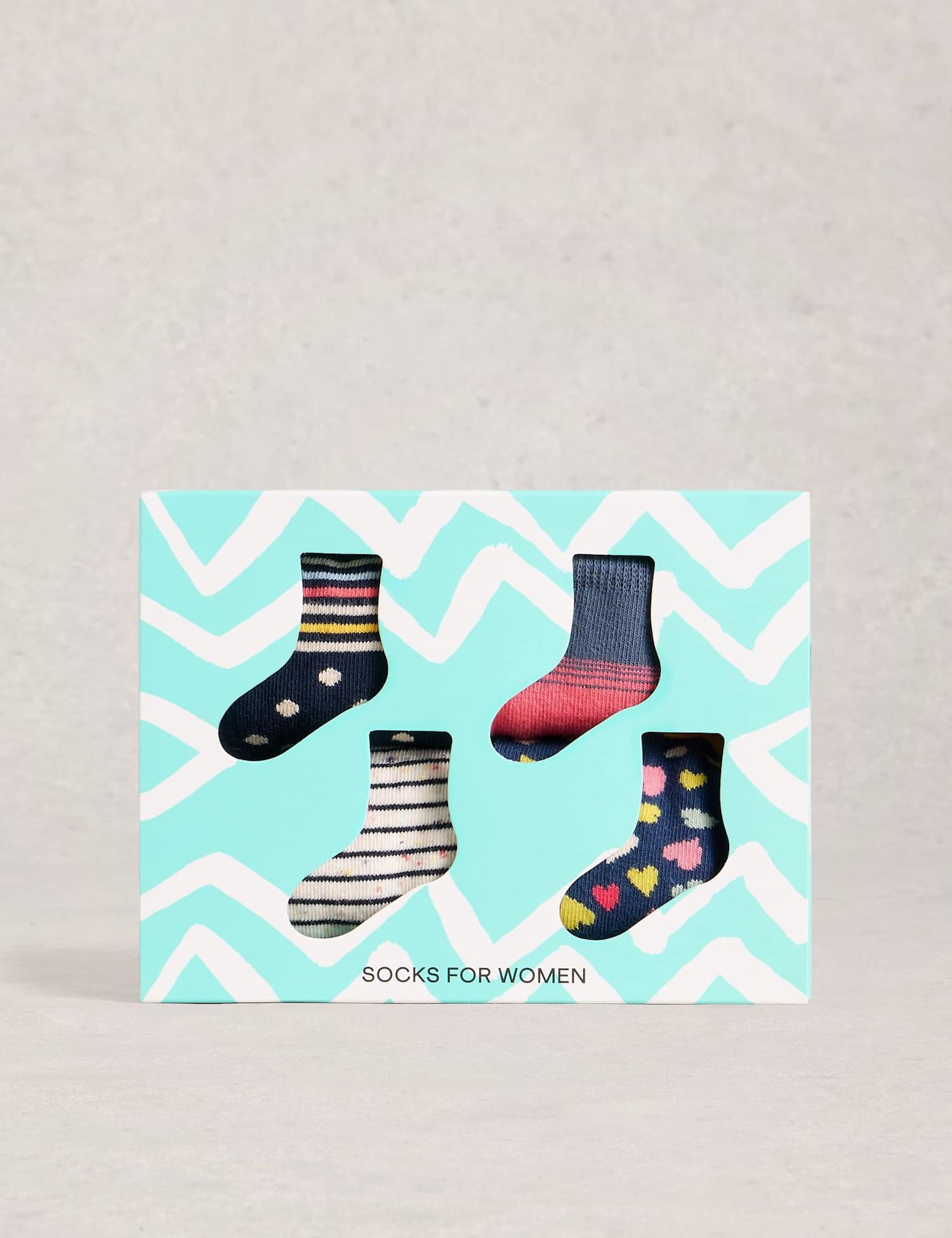 White Stuff 4pk Cotton Rich Hearts Ankle High Socks Navy Mix