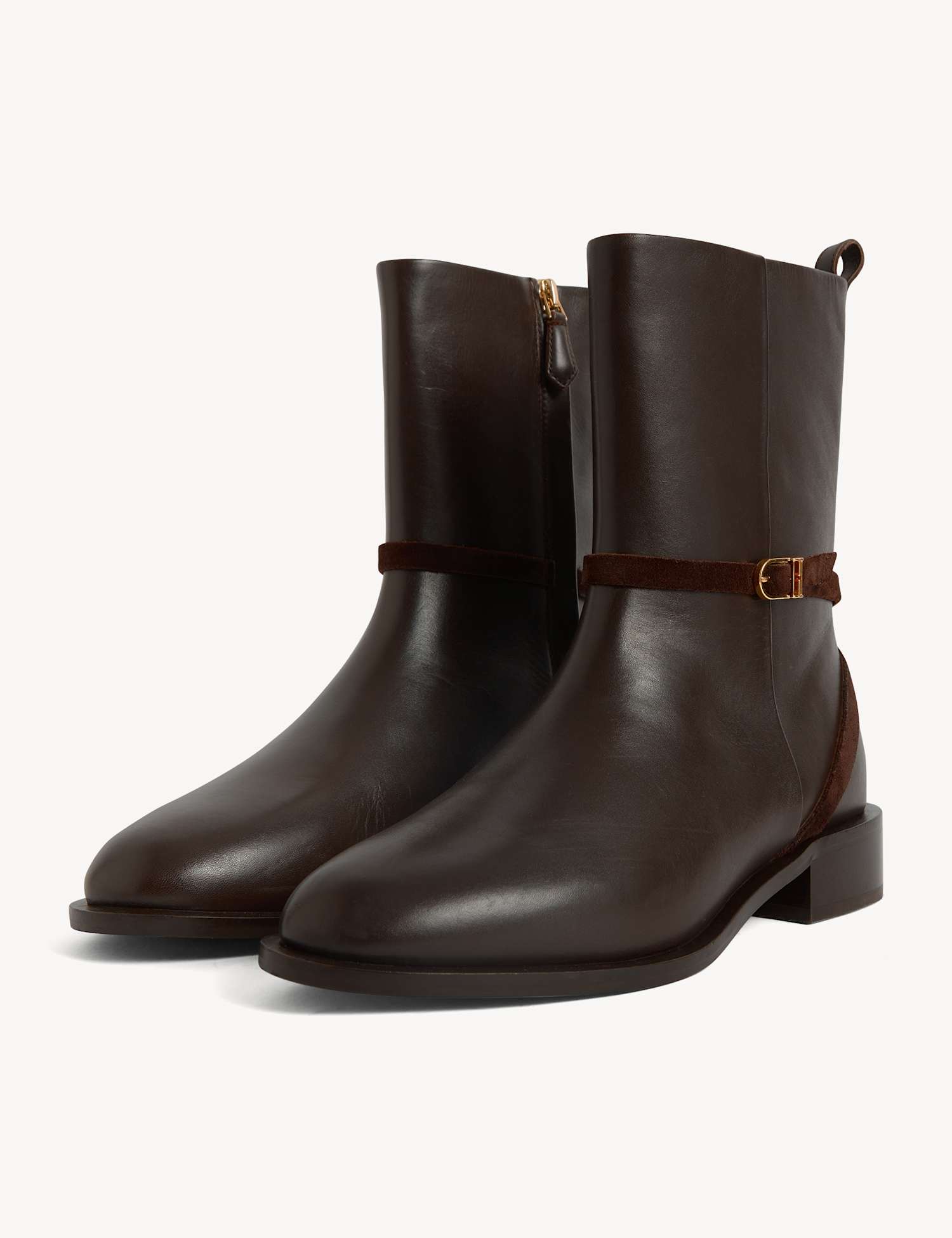 HOBBS Leather Flat Shoe Boots Brown