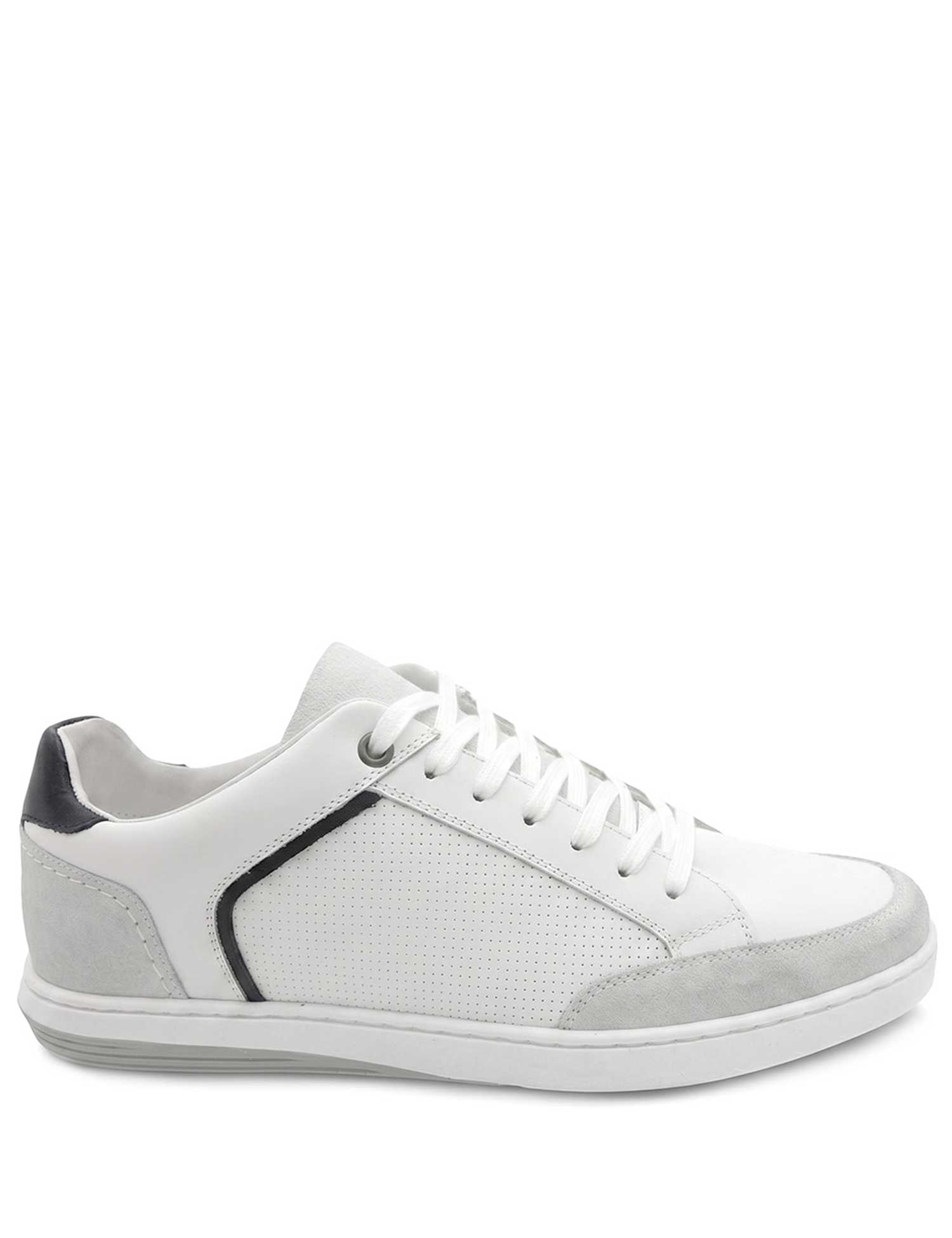 Jones Bootmaker Leather Perforated Lace Up Trainers White