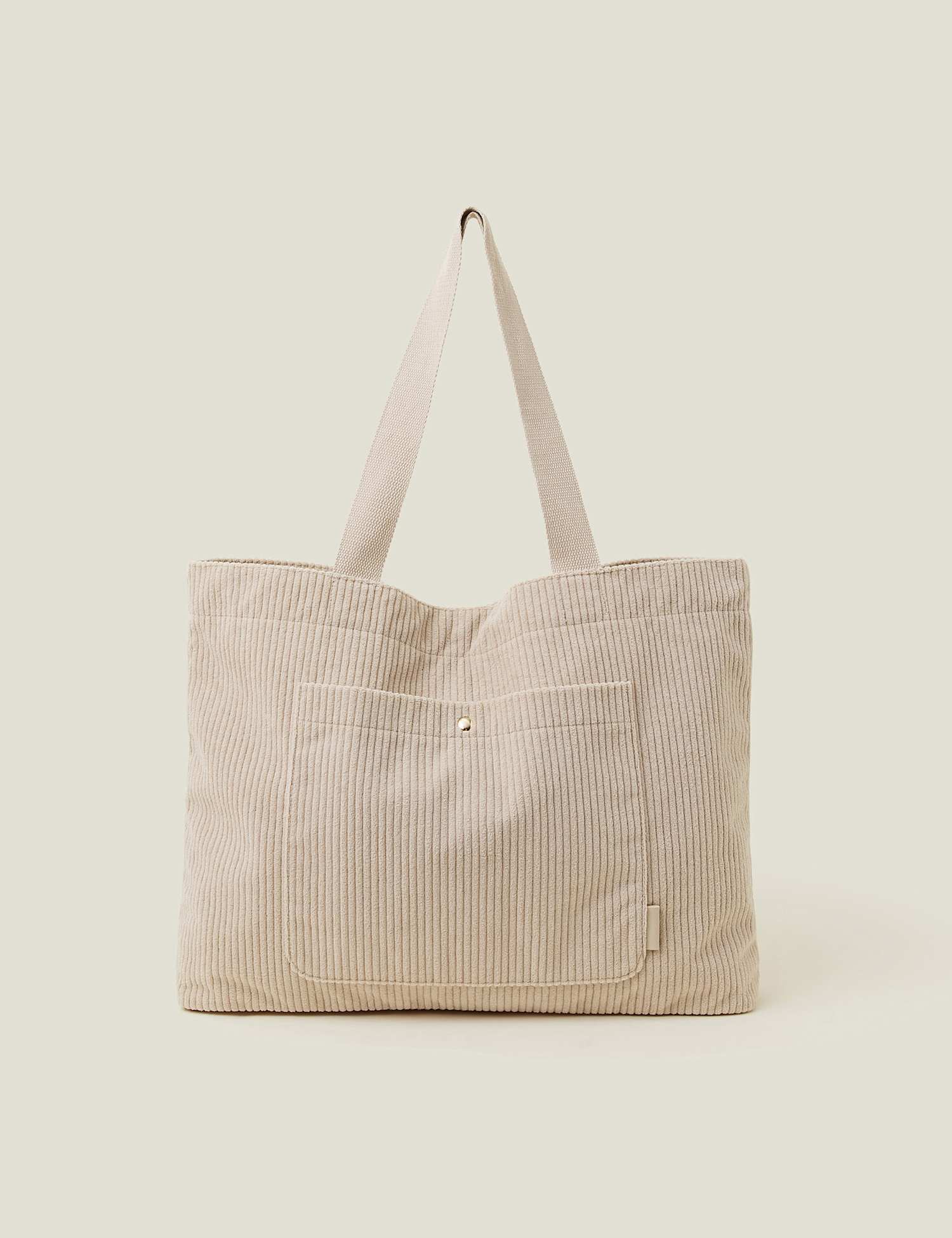 ACCESSORIZE Corduroy Multi Pocket Shopper Cream