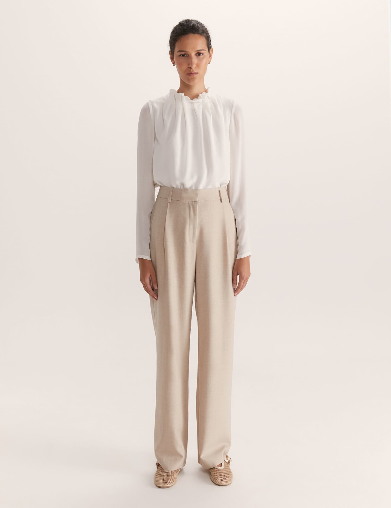 SABA High Neck Blouse White