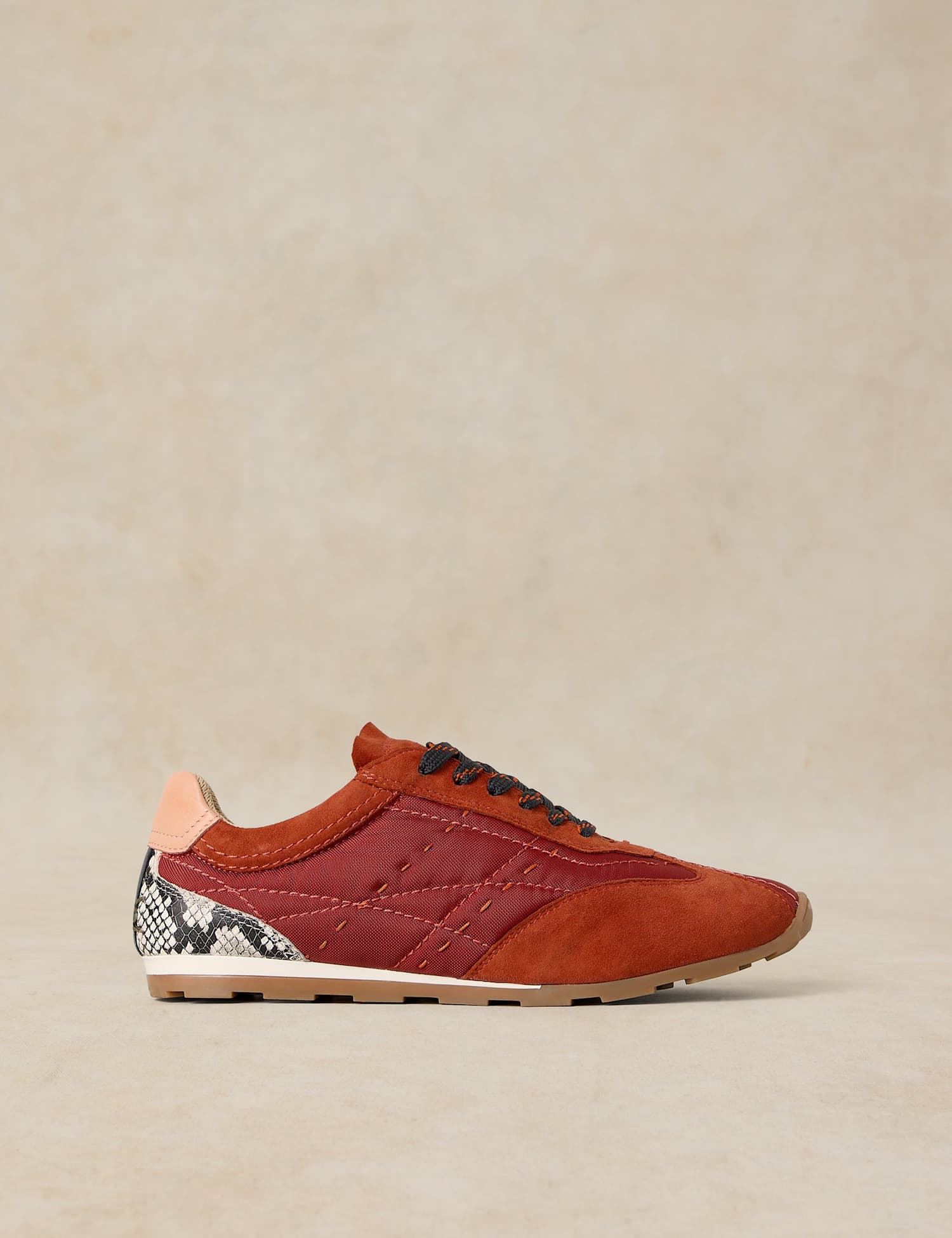 White Stuff Leather Lace Up Trainers Orange