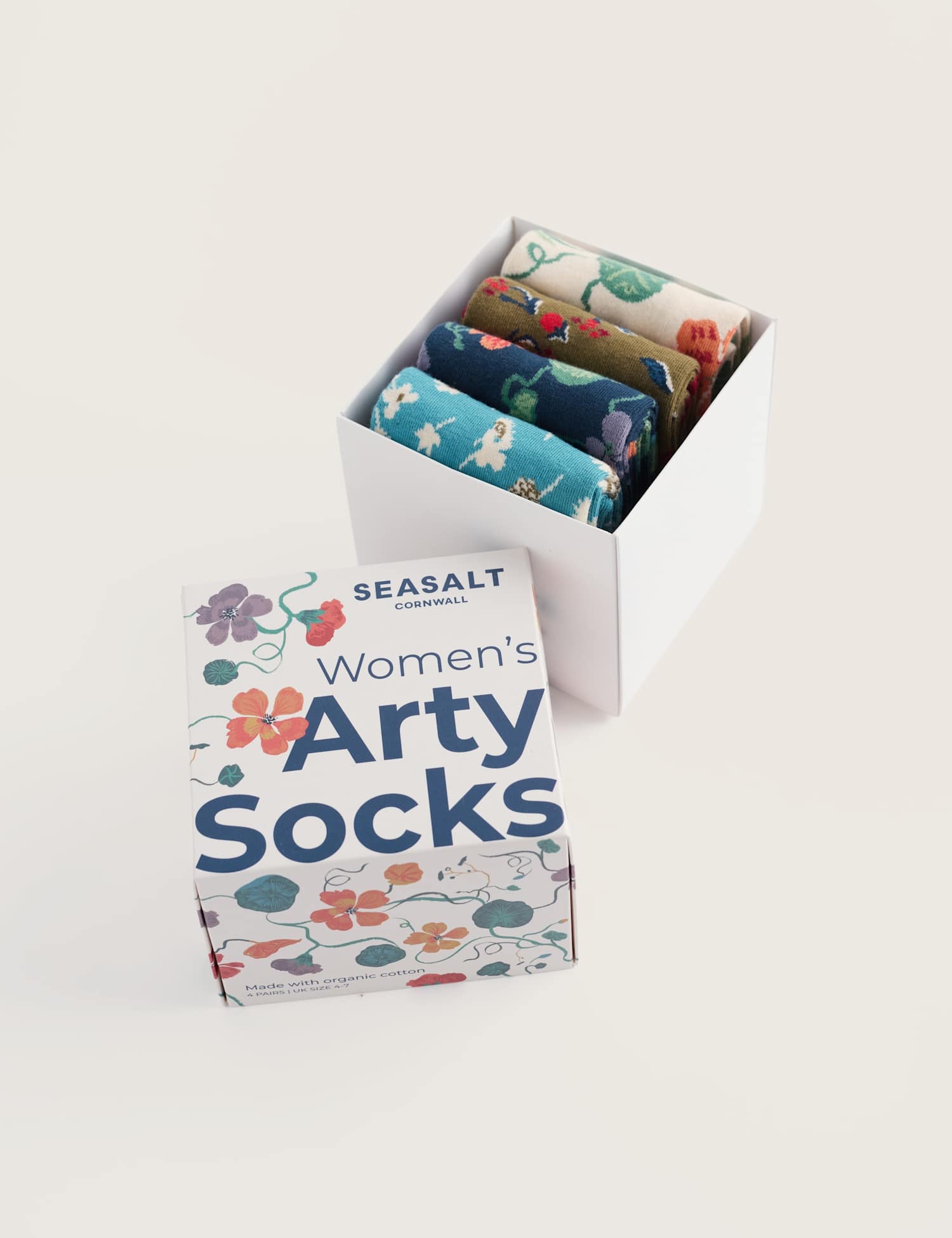 Seasalt Cornwall 4 Pack Cotton Rich Floral Ankle High Socks Multi