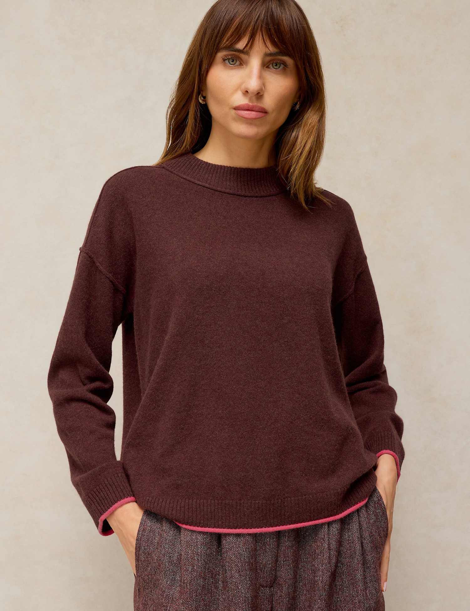 White Stuff Pure Cashmere Crew Neck Jumper Plum